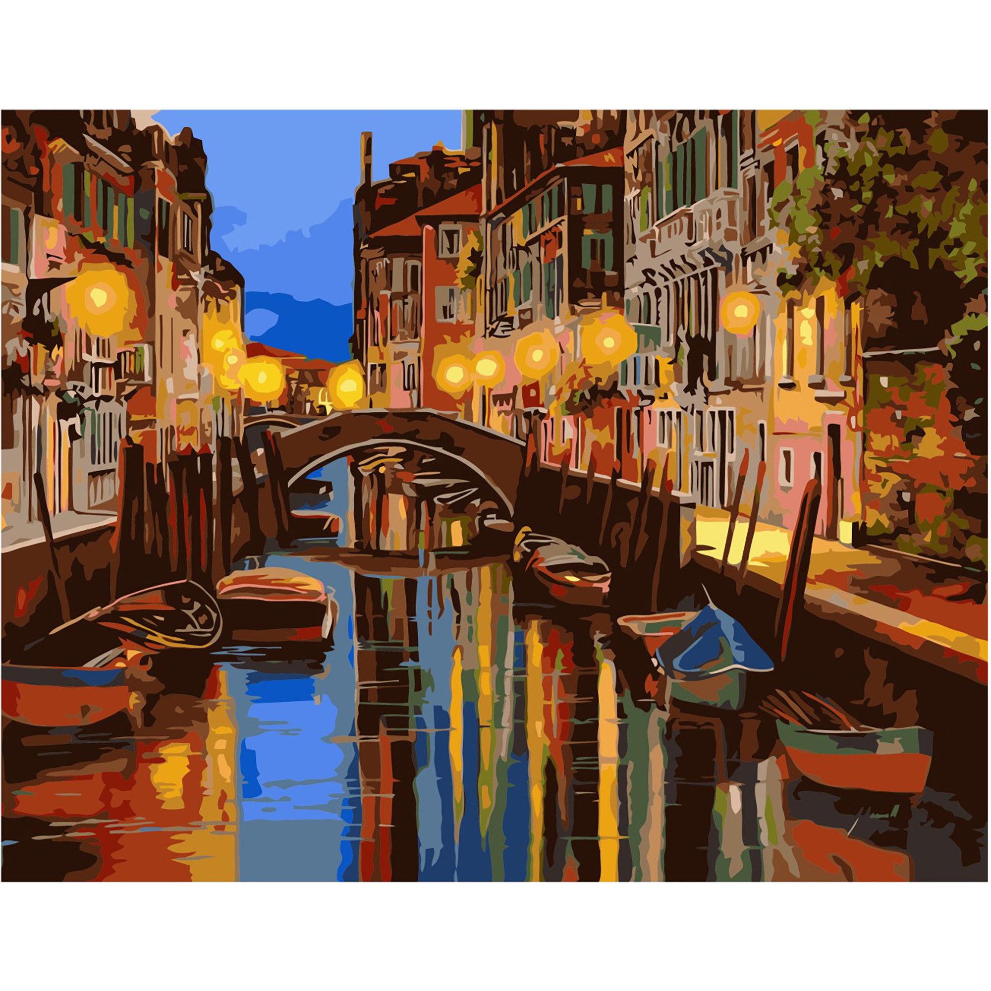 Paint by number Premium with varnish and level Strateg Night canal of Venice, 40x50 cm