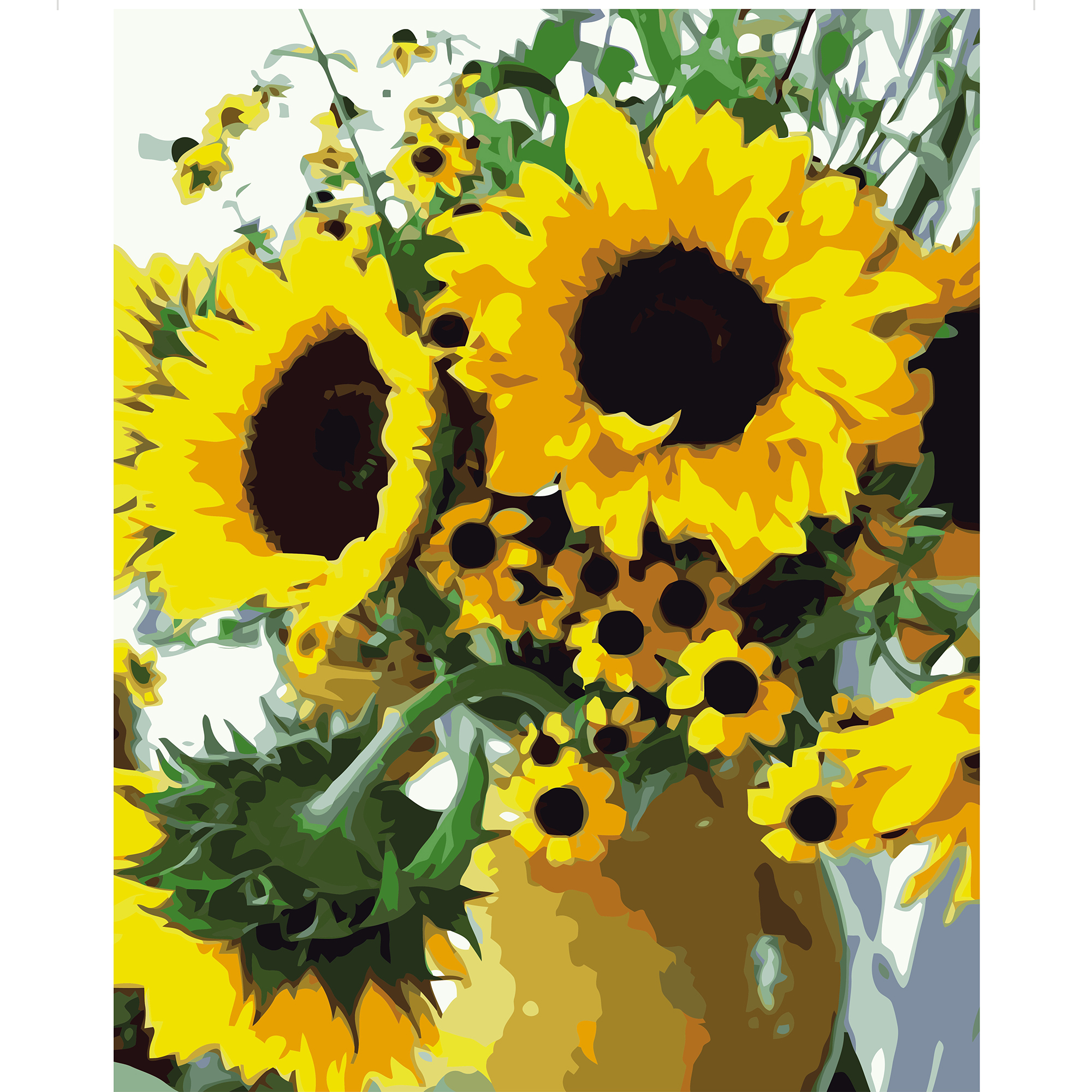 Картина за номерами Strateg ПРЕМІУМ Яскраві соняшники з лаком розміром 40х50 см VA-0516