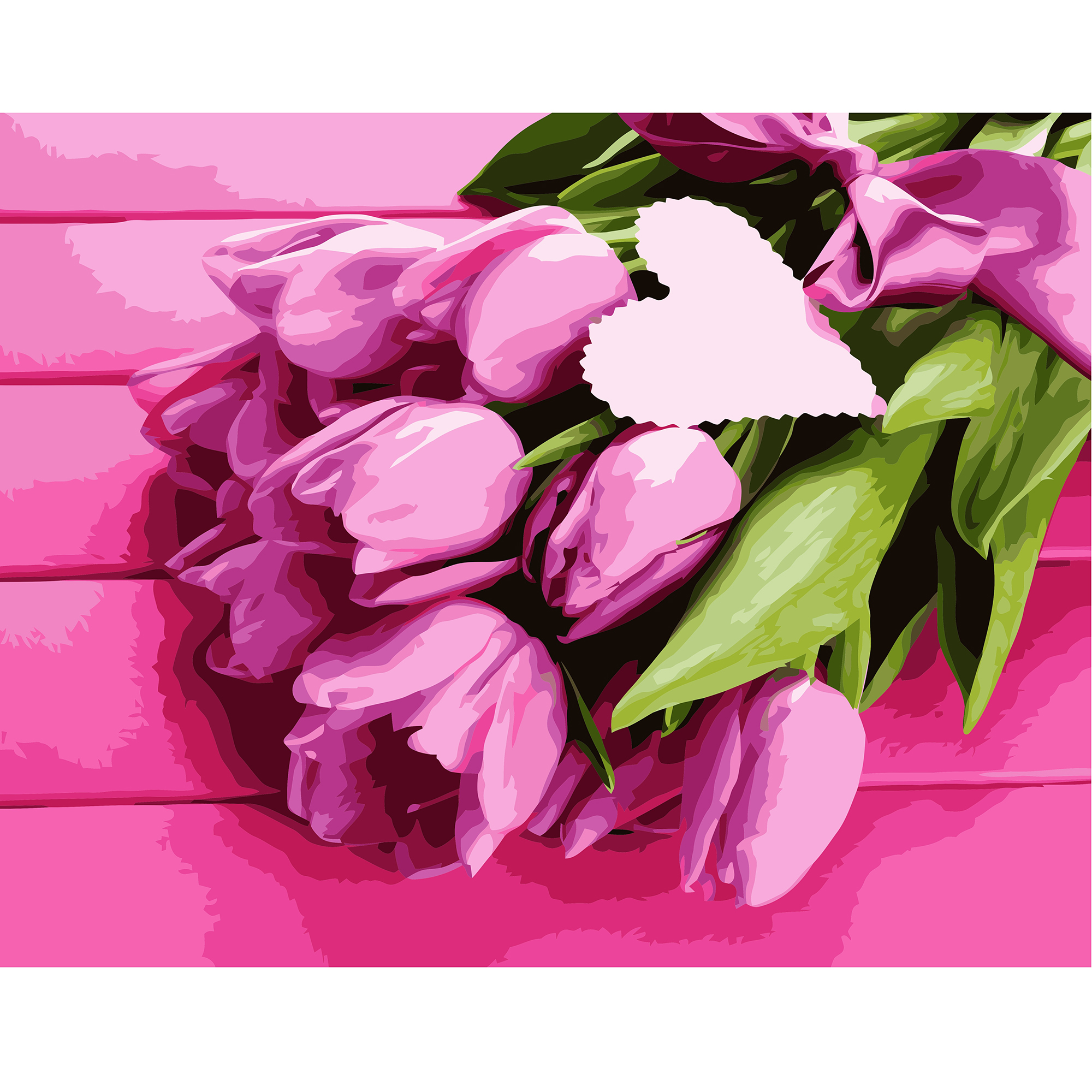 Картина за номерами Strateg ПРЕМІУМ Рожеві тюльпани з лаком та рівнем розміром 40х50 см VA-0551
