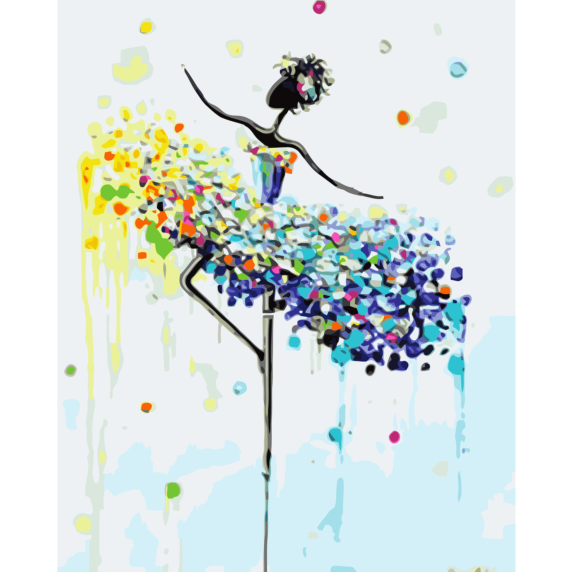 Картина за номерами Strateg ПРЕМІУМ Кольоровий балет з лаком та рівнем розміром 40х50 см VA-1311