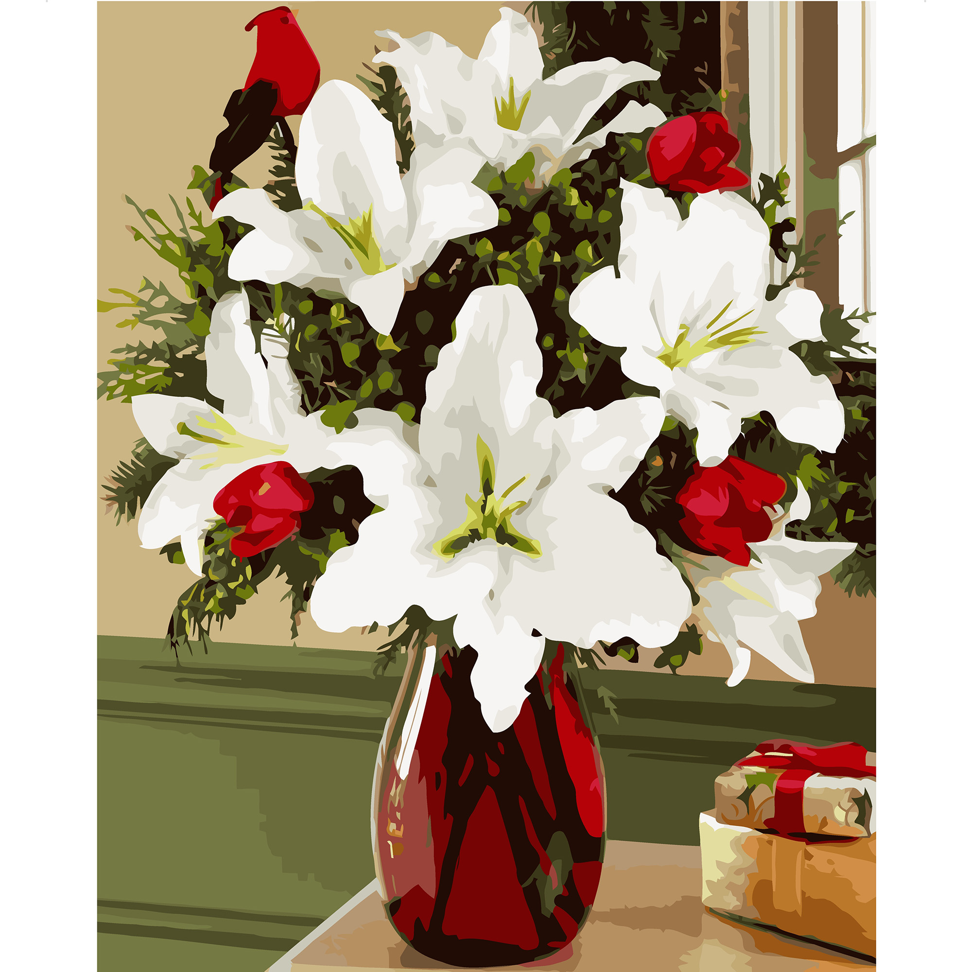 Букет білих Гіпеаструм з лаком VA-1765