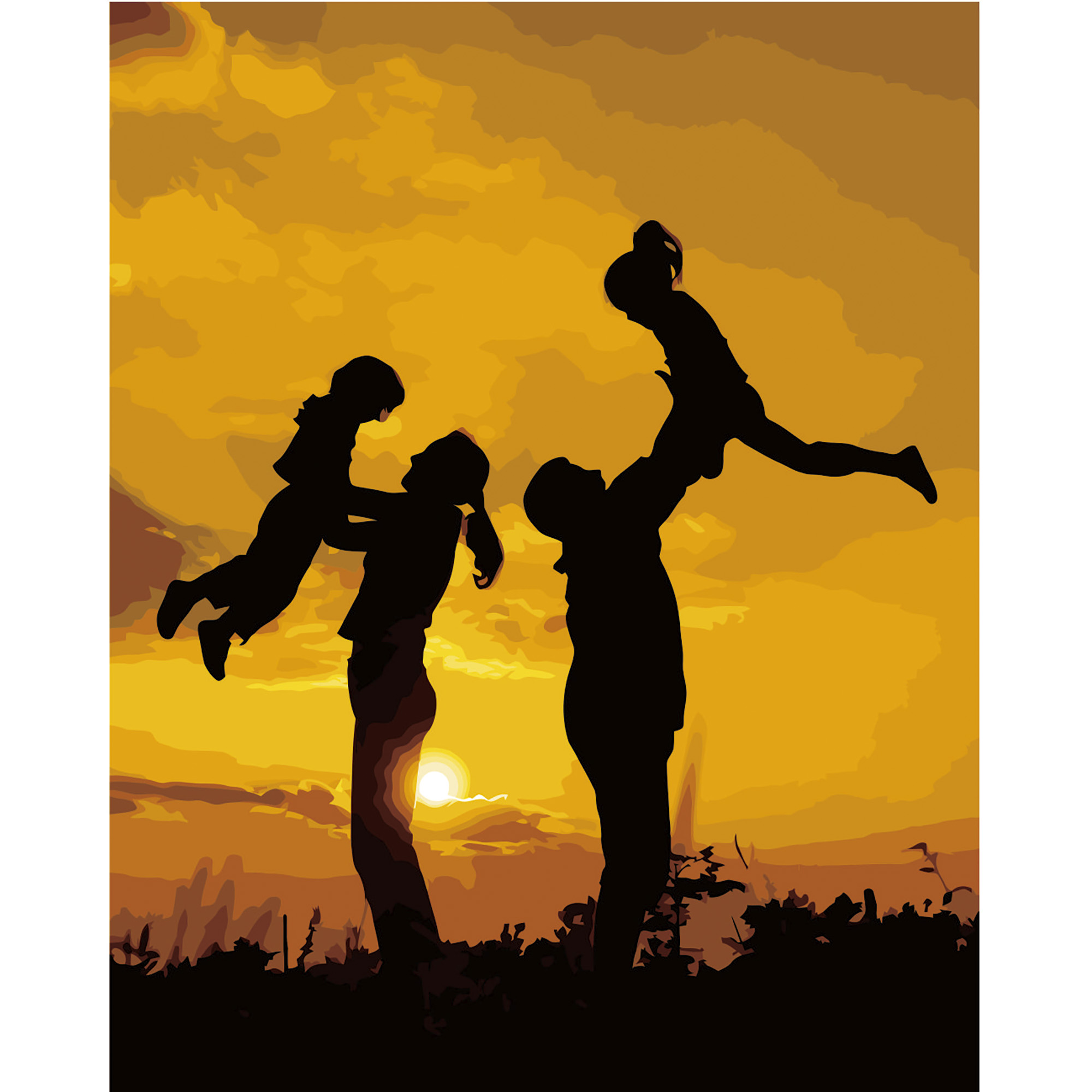 Картина за номерами Strateg ПРЕМІУМ Щаслива сім'я з лаком та рівнем розміром 40х50 см VA-2653