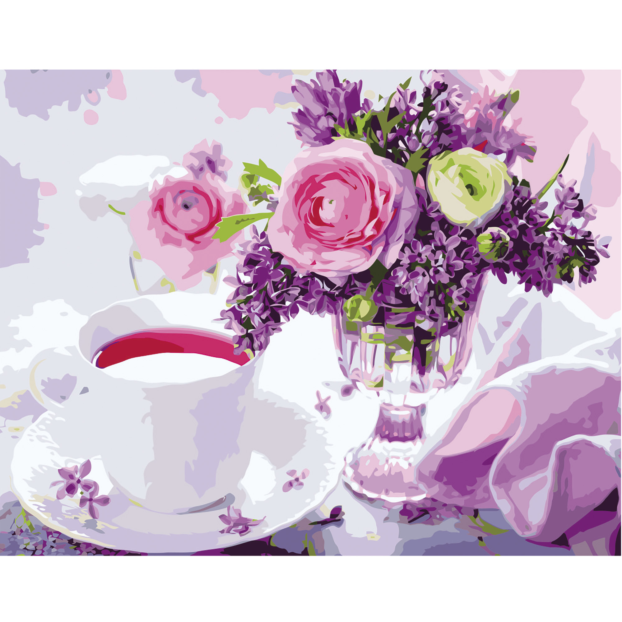 Картина за номерами Strateg ПРЕМІУМ Ранковий чай з лаком розміром 40х50 см VA-2673