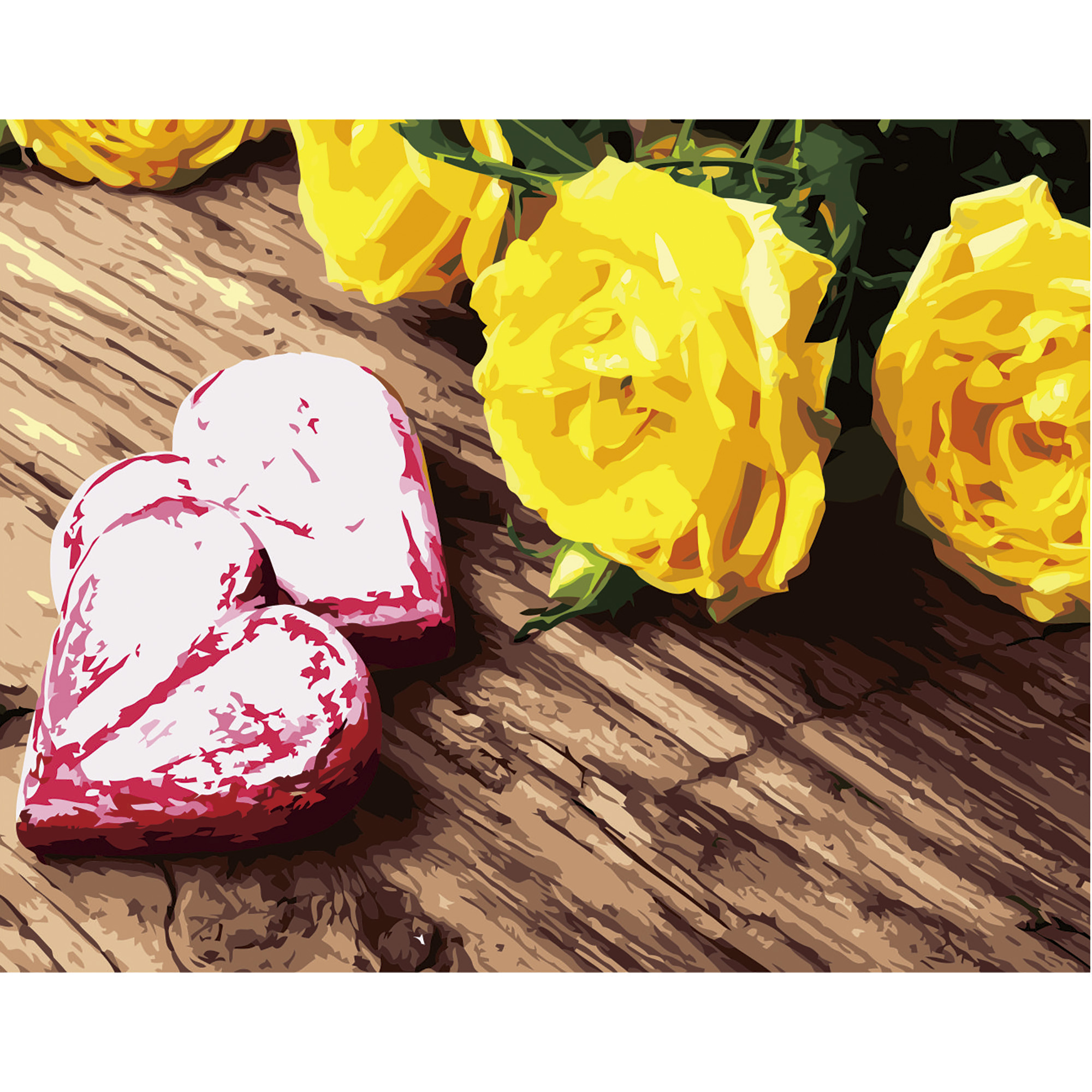 Картина за номерами Strateg ПРЕМІУМ Жовті троянди з лаком та рівнем розміром 40х50 см VA-2672