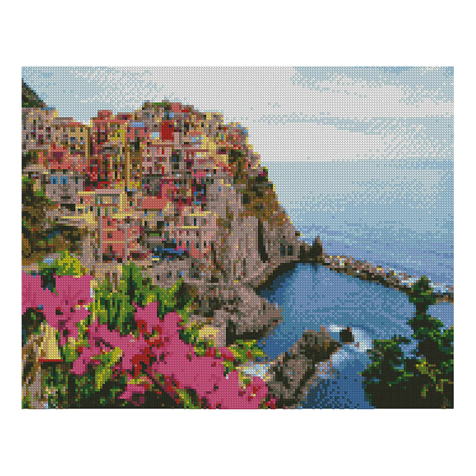 Diamond mosaic Premium Strateg "Italian city on a cliff", 40x50 cm