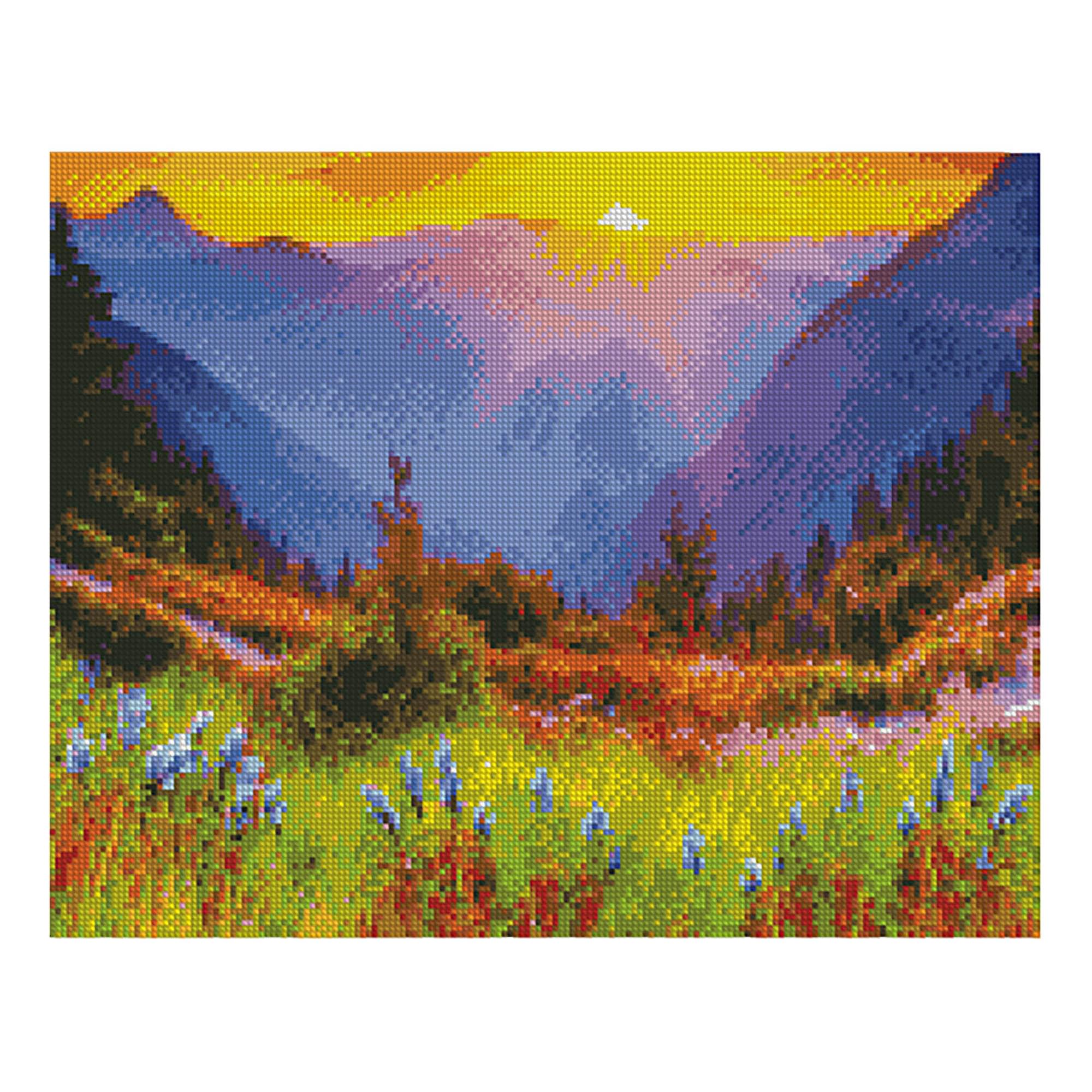 Diamond mosaic Premium Strateg "Dawn in the mountains", 40x50 cm