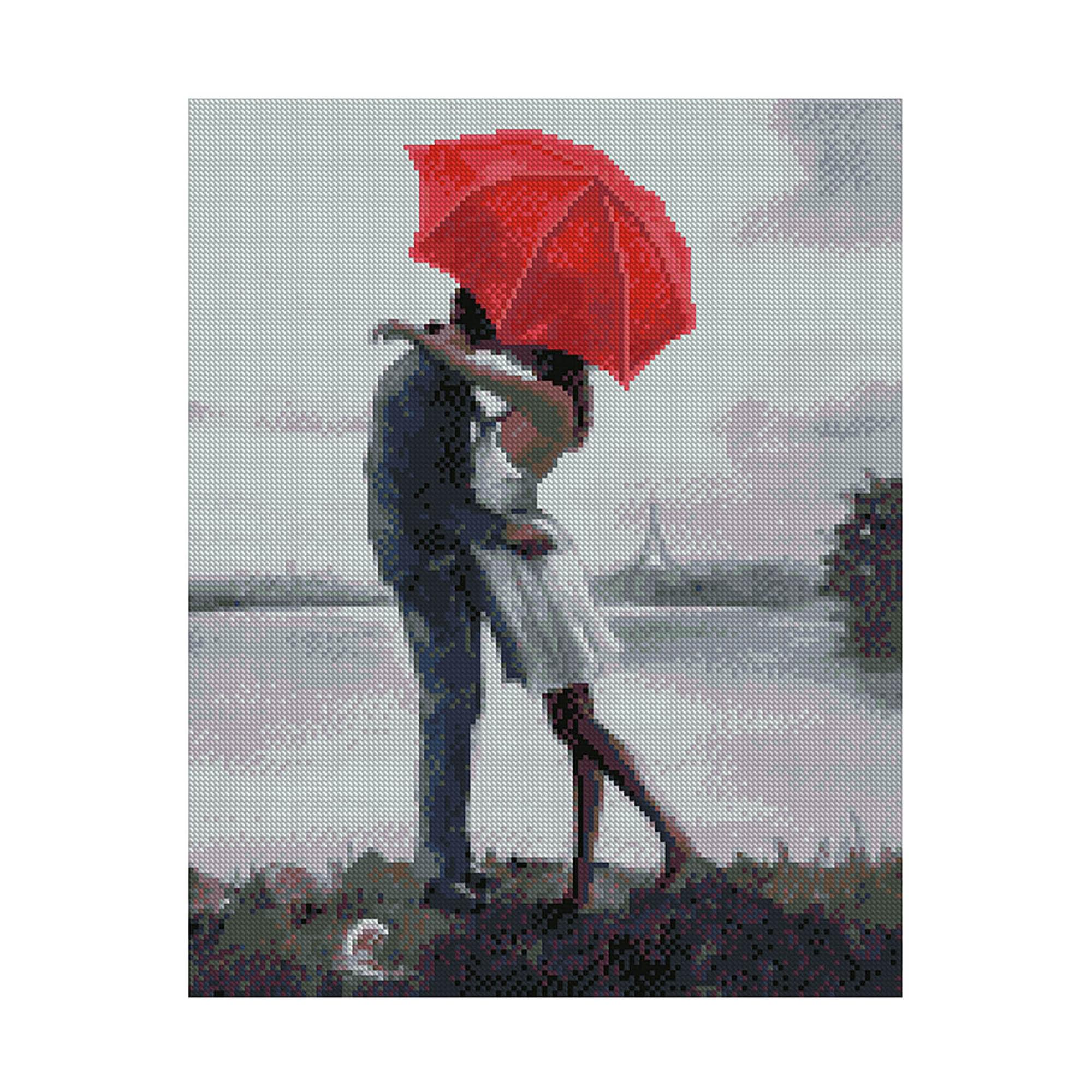 Diamond mosaic Premium Strateg "Loving couple under an umbrella", 40x50 cm