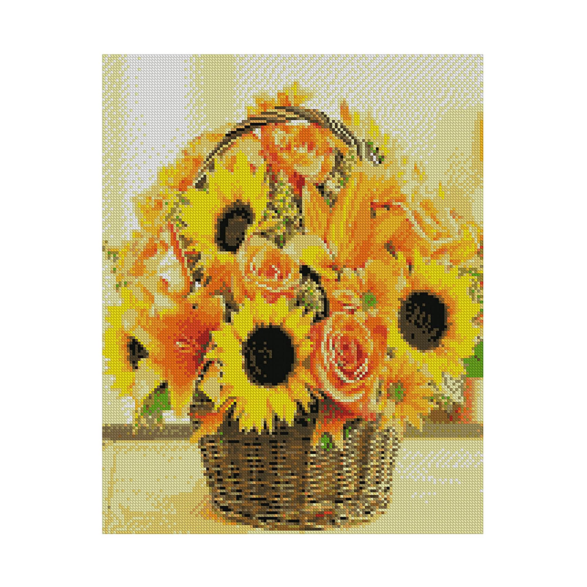 Diamond mosaic Premium Strateg "Basket with sunflowers", 40x50 cm
