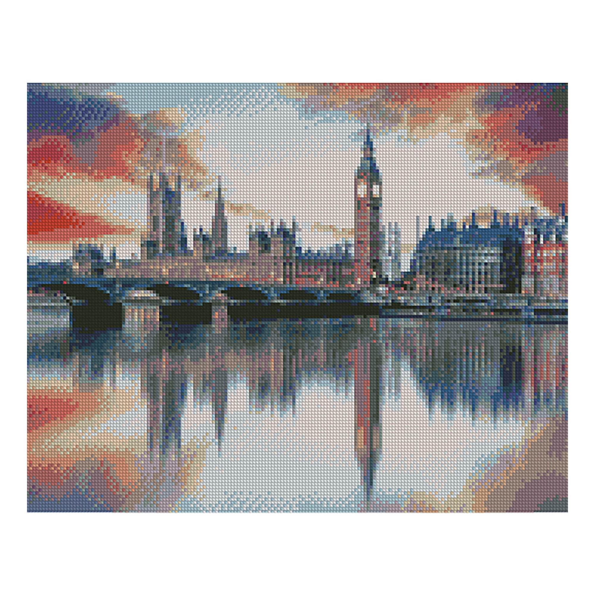 Diamond mosaic Premium Strateg "Reflection of London in the Thames", 40x50 cm