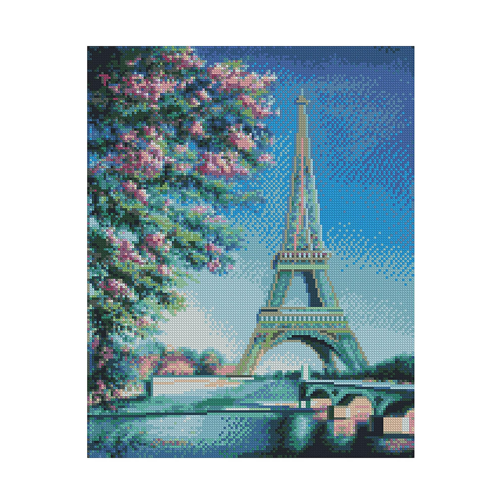 Алмазна мозаїка Strateg ПРЕМІУМ Весна в Парижі 40х50 см FA20153