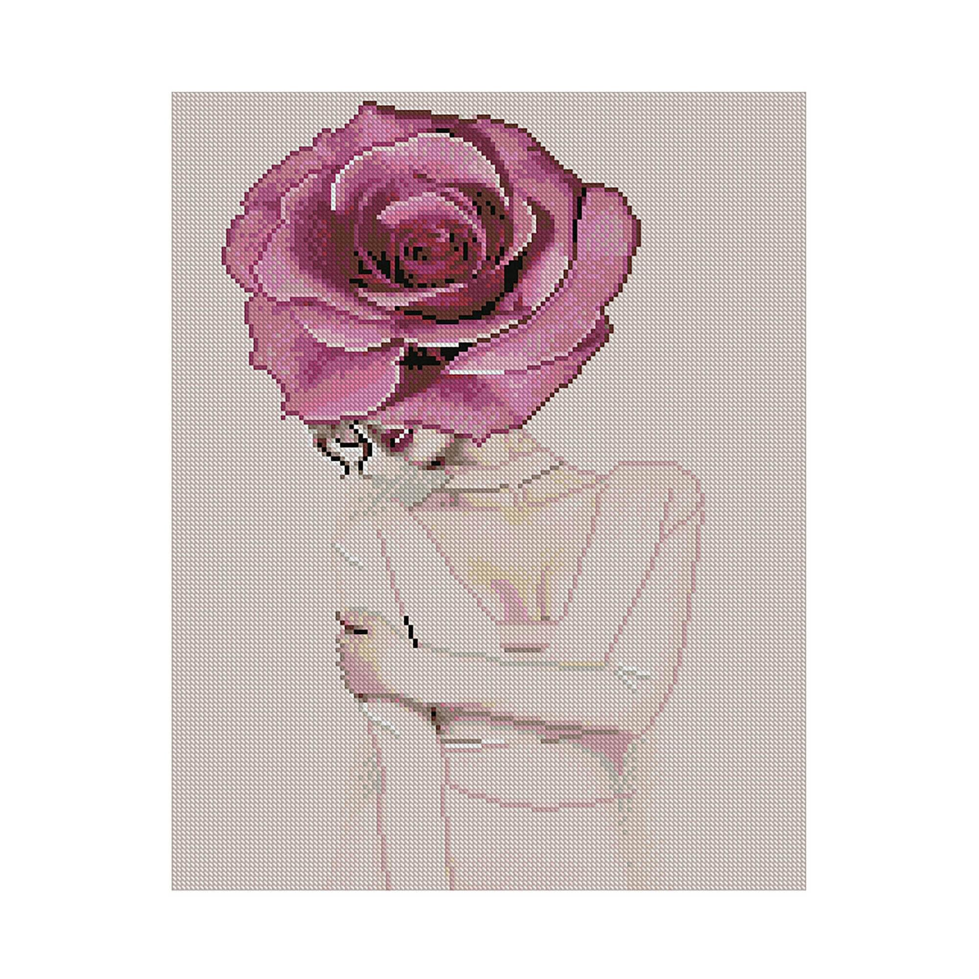 Алмазна мозаїка Strateg ПРЕМІУМ Дівчина-бутон троянди 40х50 см FA20182