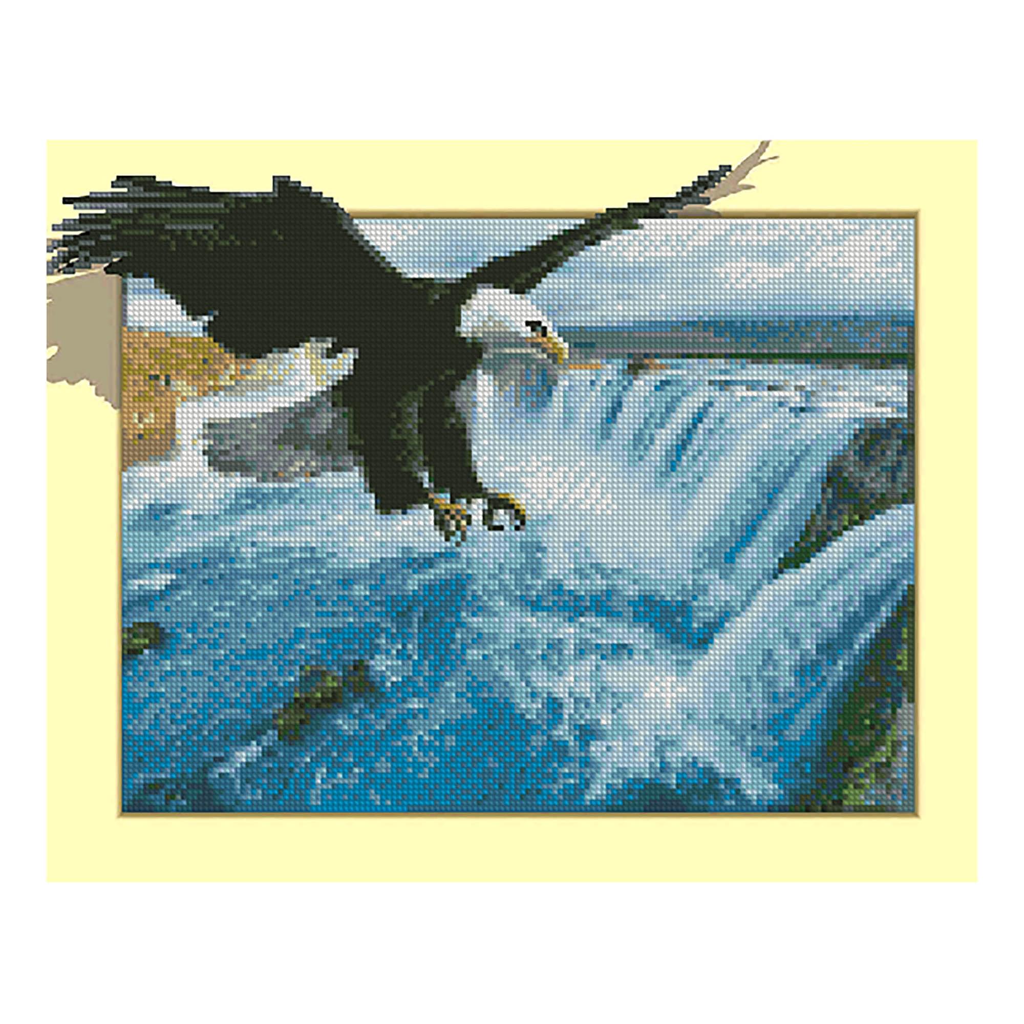 Diamond mosaic Premium "Eagle and waterfall", 40x50 cm