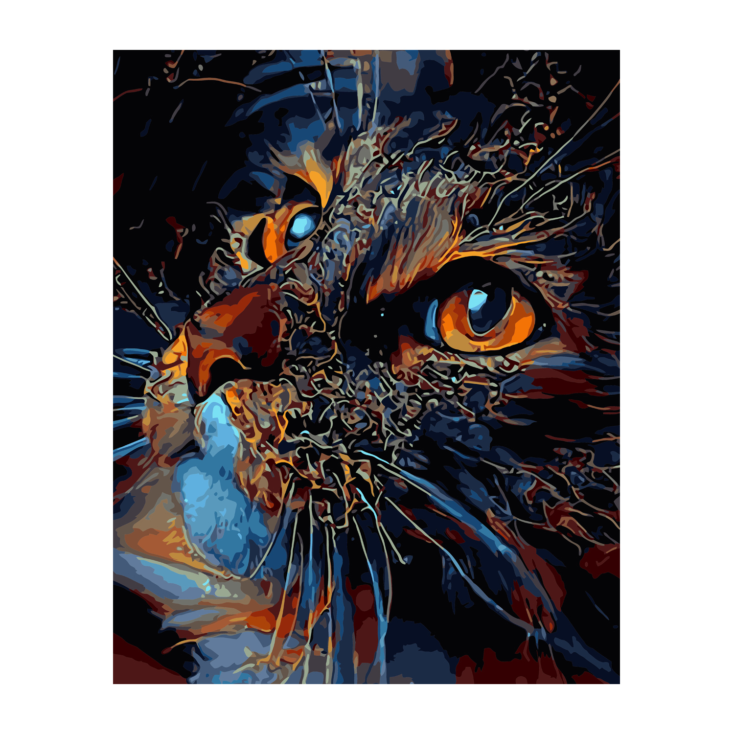 Картина за номерами Strateg ПРЕМІУМ Кіт з яскравими очима з лаком та рівнем розміром 40х50 см VA-2842