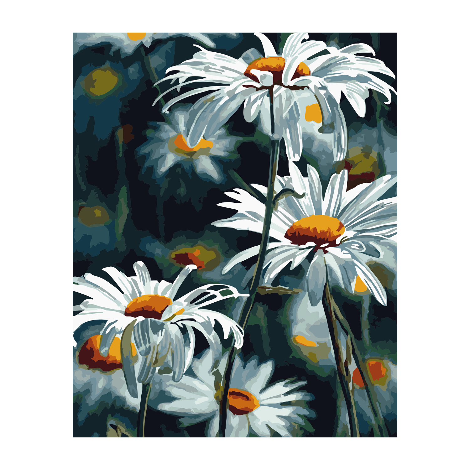 Paint by number Premium with varnish and level Magic daisies, 40x50 cm, Strateg (VA-3021)