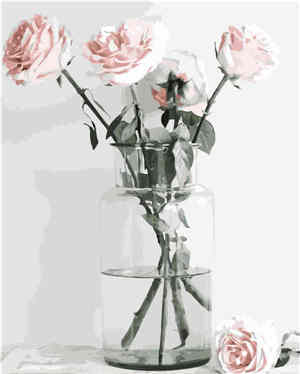 Рожеві троянди на білому тлі 2 з лаком VA-2316