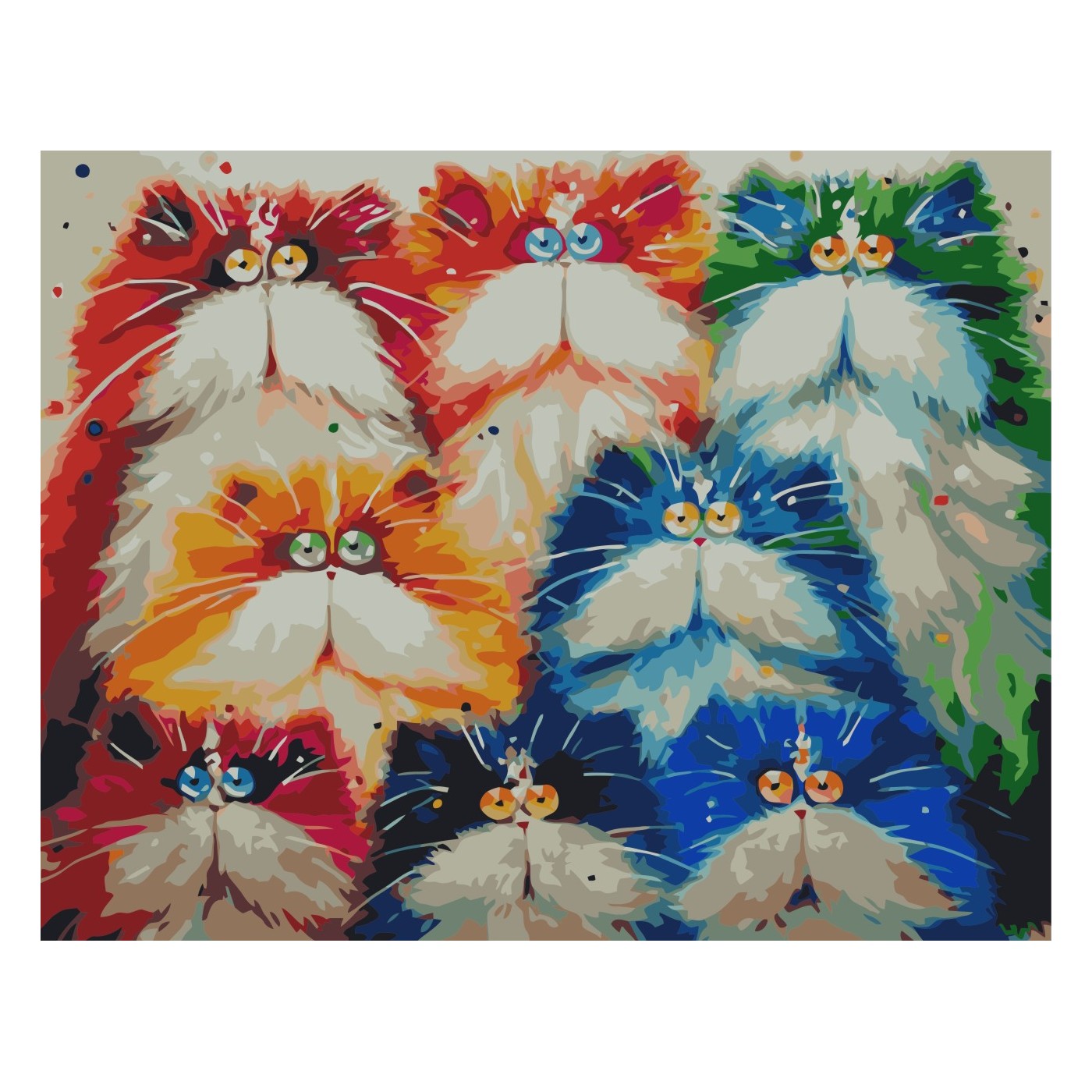 Барвисті аквареллю котики з лаком VA-0272