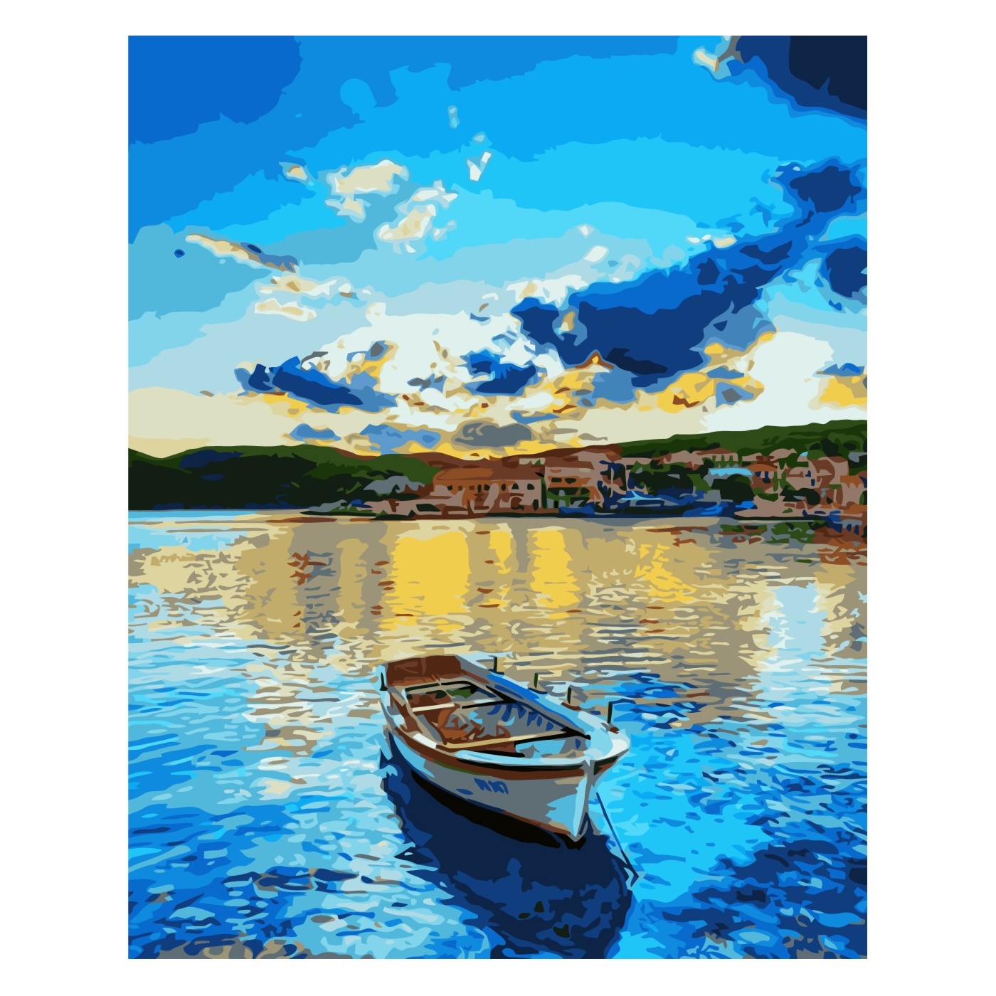 Самотній човен на сході сонця з лаком VA-2237