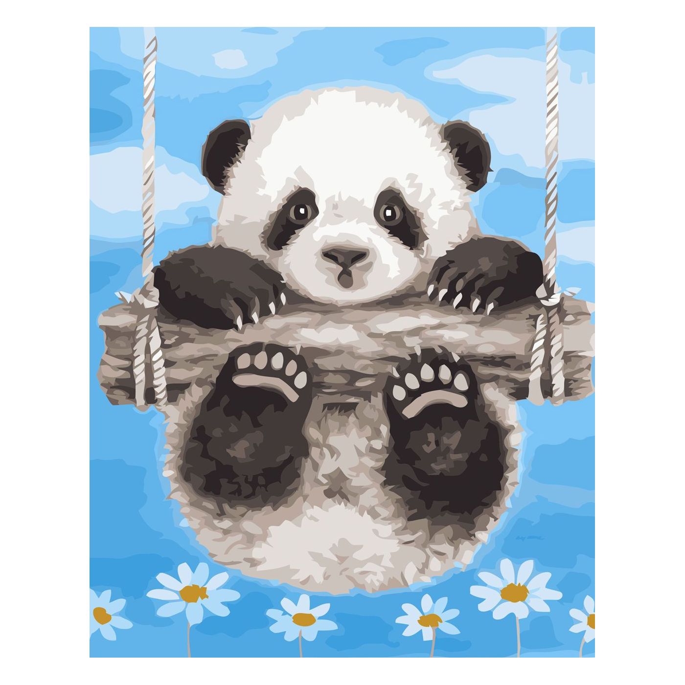 Картина по номерам Strateg ПРЕМИУМ Маленькая панда с лаком размером 30х40 см SV-0033