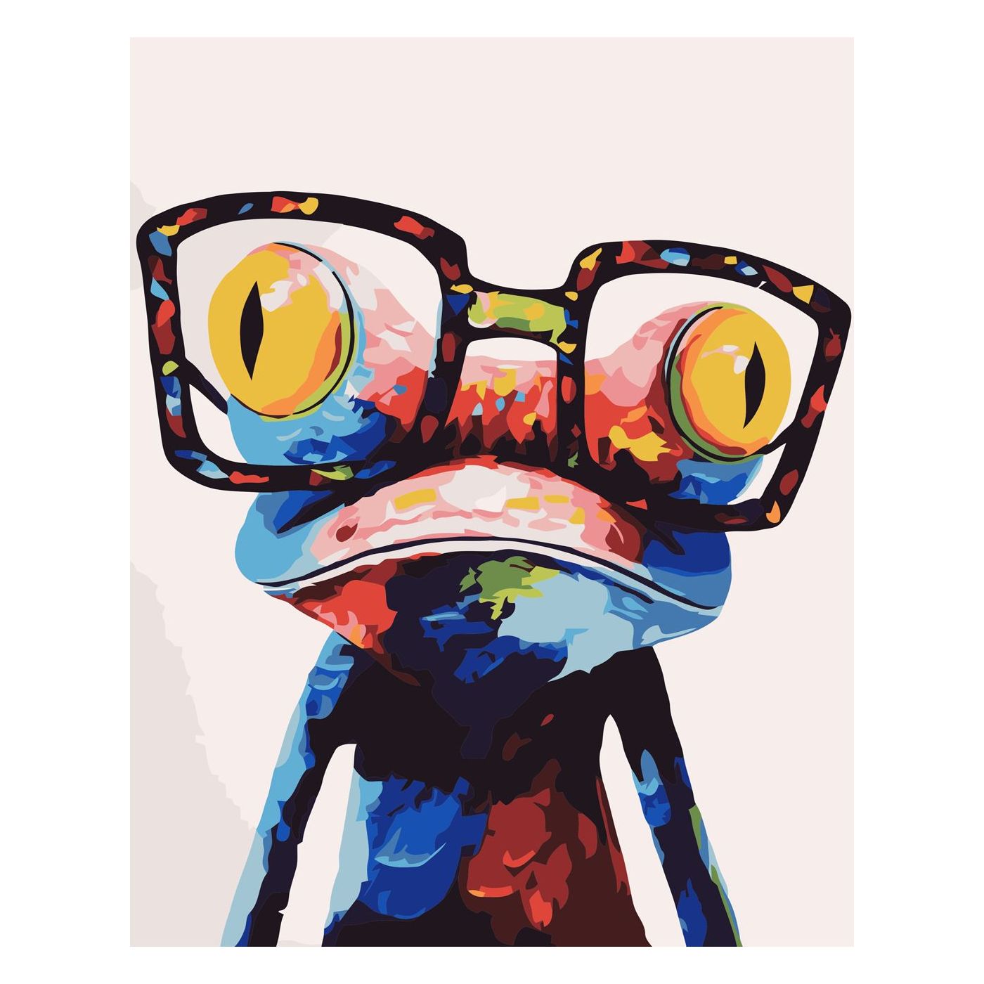 Картина по номерам Strateg ПРЕМИУМ Лягушонок в очках с лаком размером 30х40 см SV-0074