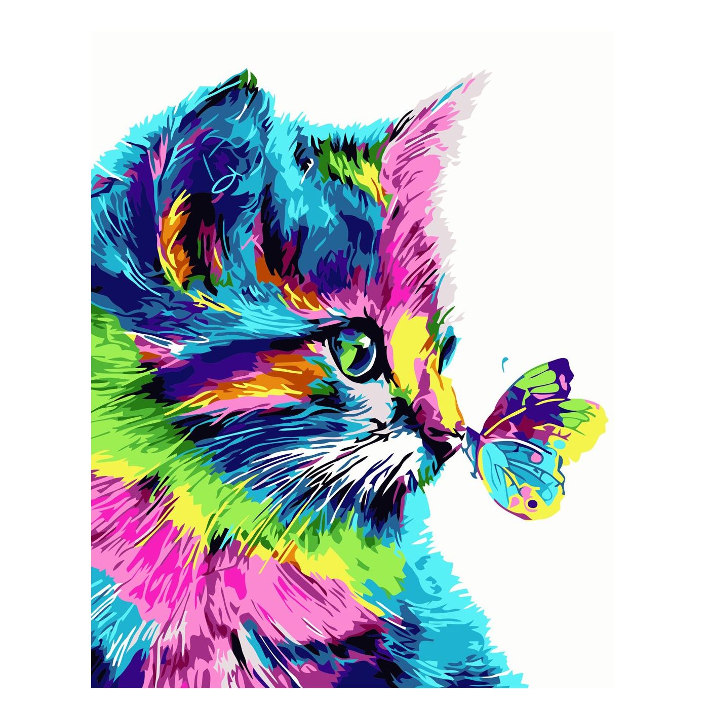 Paint by number Multi-colored cat, 30x40 cm
