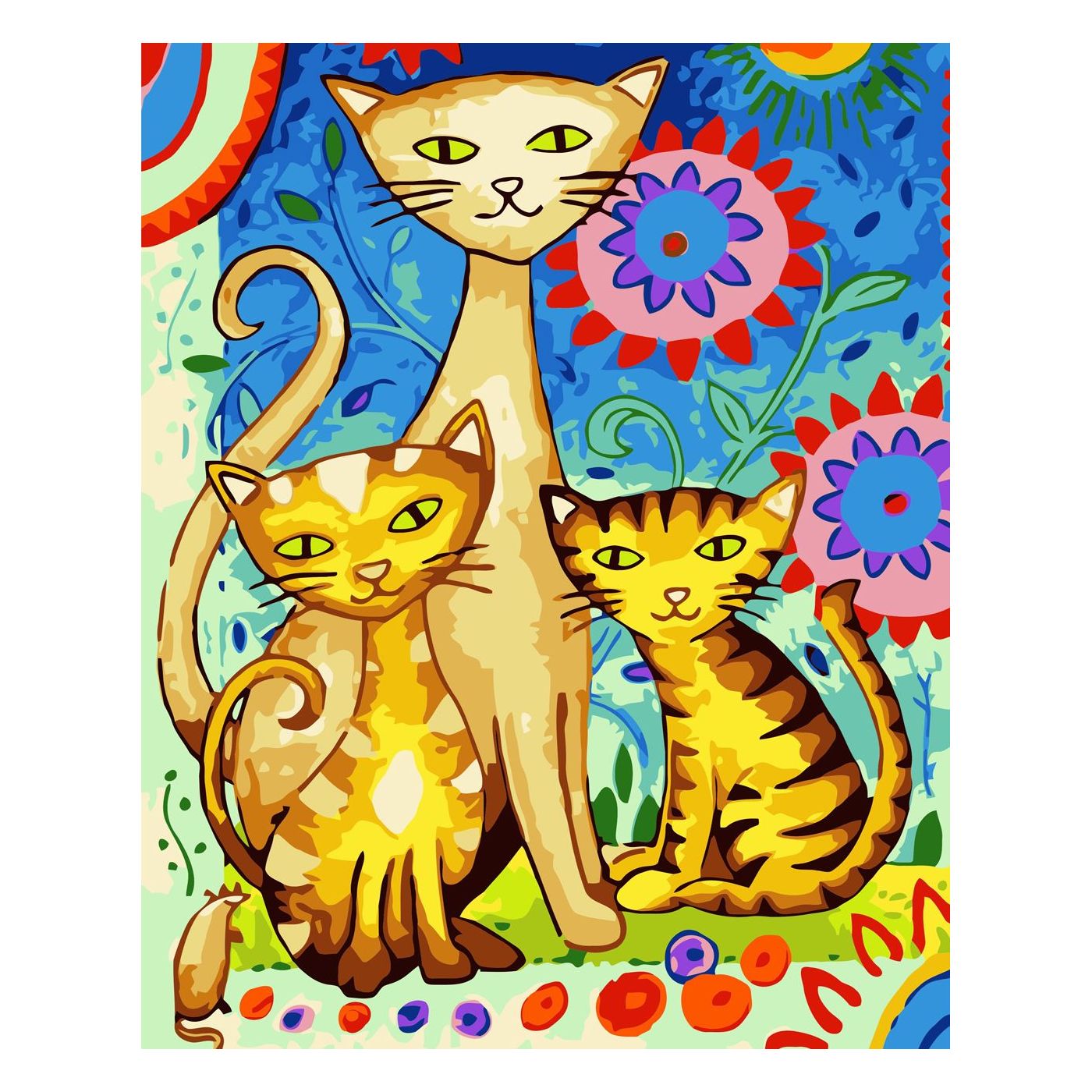 Paint by number Colorful trio of cats, 30x40 cm
