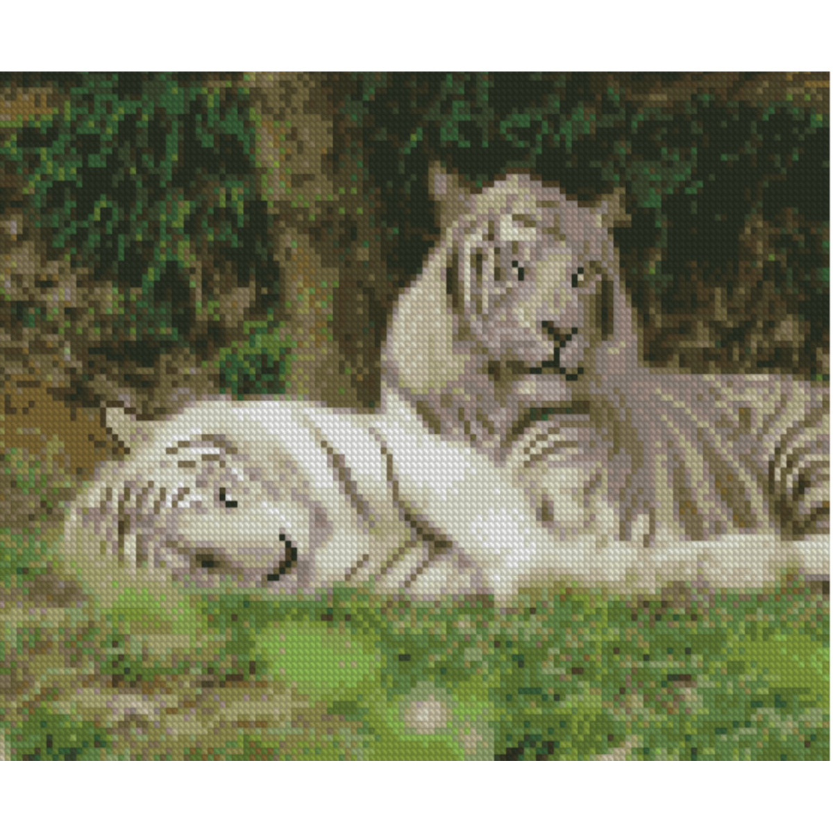Diamond mosaic Premium "Rest of white tigers", 30x40 cm