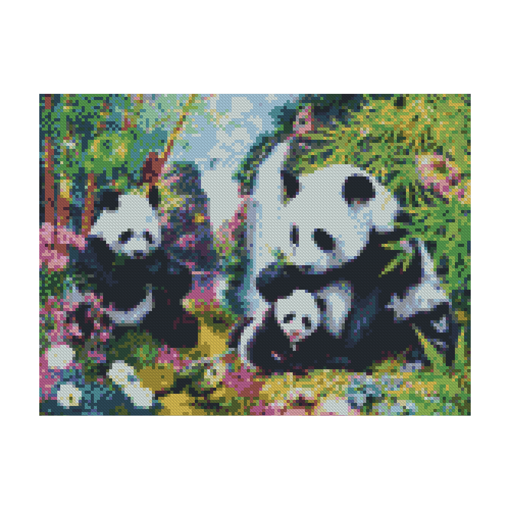 Diamond mosaic Premium "Panda Family", 30x40 cm