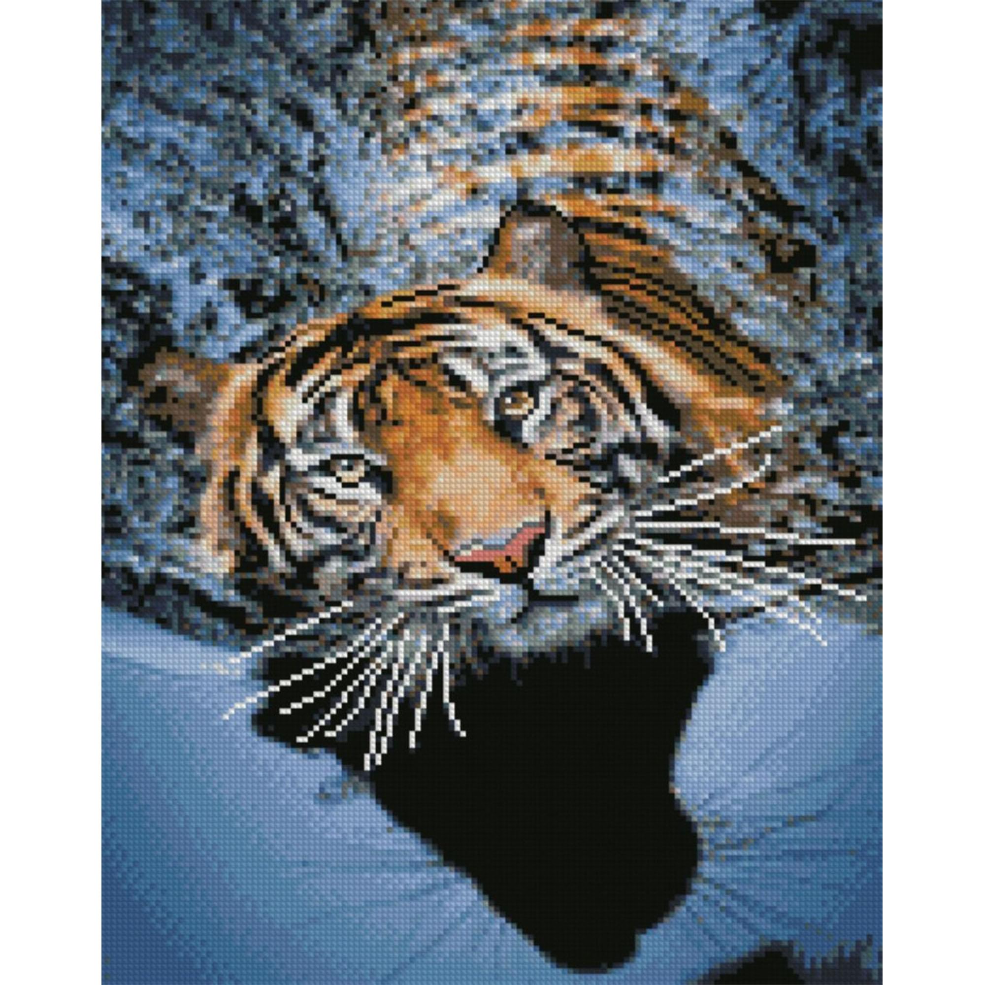 Алмазна мозаїка Strateg ПРЕМІУМ Тигр на відпочинку 40х50 см FA20143