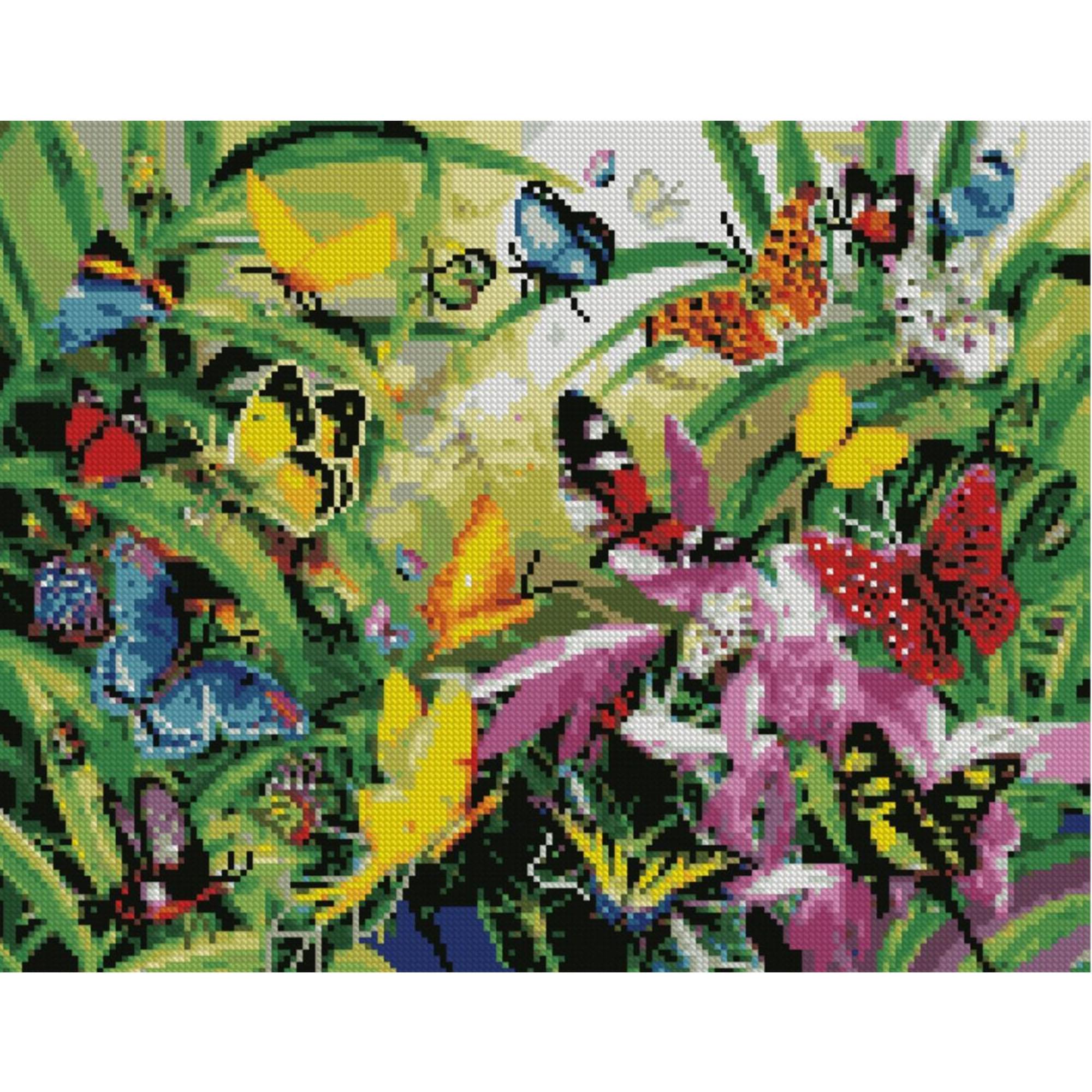 Алмазна мозаїка Strateg ПРЕМІУМ Метелики на літній галявині 40х50 см FA40011