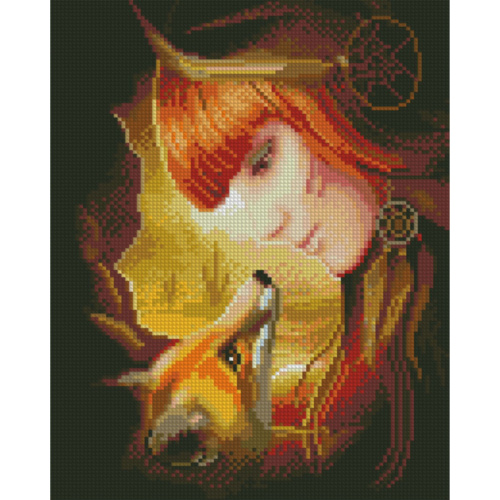 Diamond mosaic Premium "Girl with a fox" 30x40