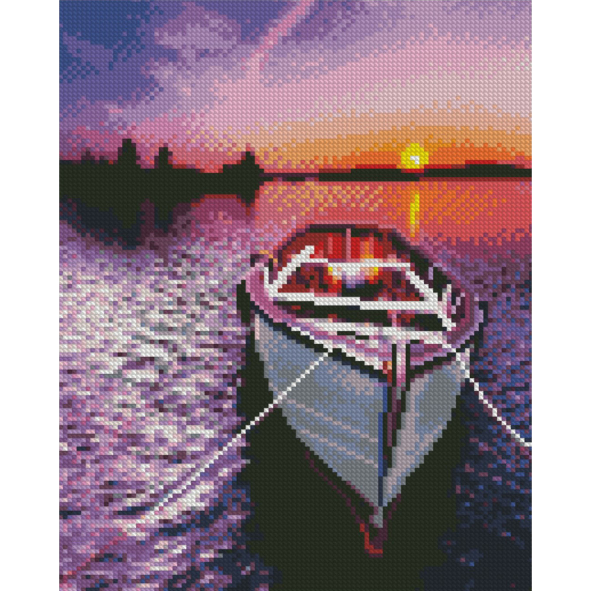Diamond mosaic Premium "Boat against the backdrop of a bright sunset" 30x40