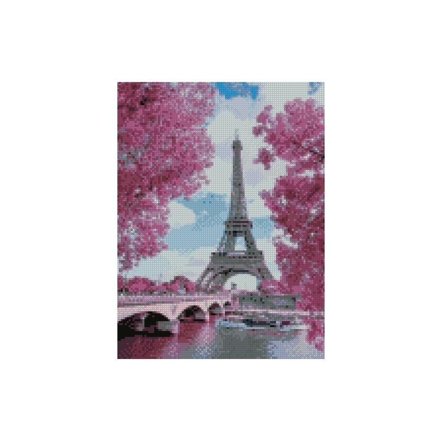 Алмазна мозаїка Strateg ПРЕМІУМ Париж у рожевих тонах 30х40 см HX411