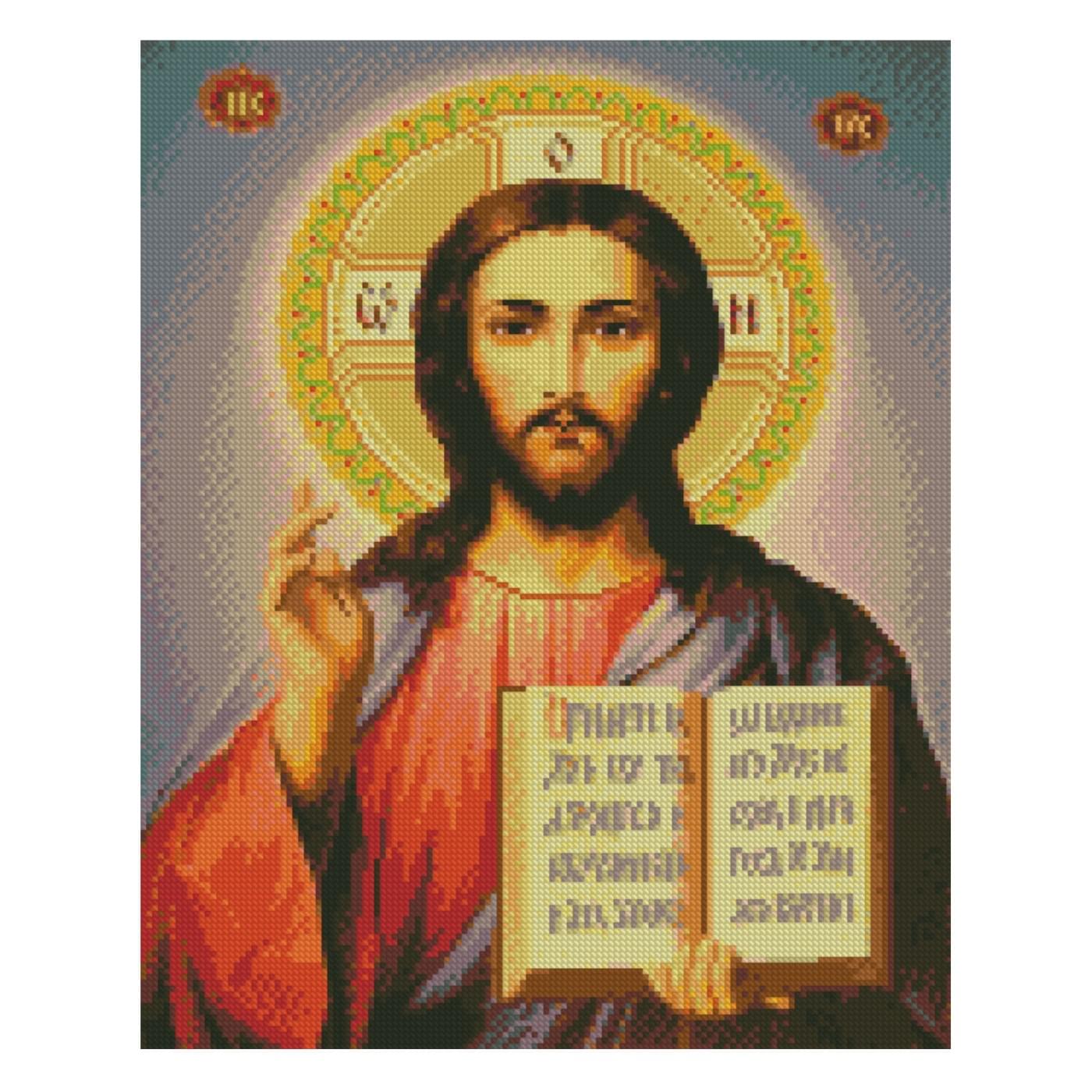 Алмазная мозаика Strateg ПРЕМИУМ Икона Иисус Христос 40х50 см FA40053