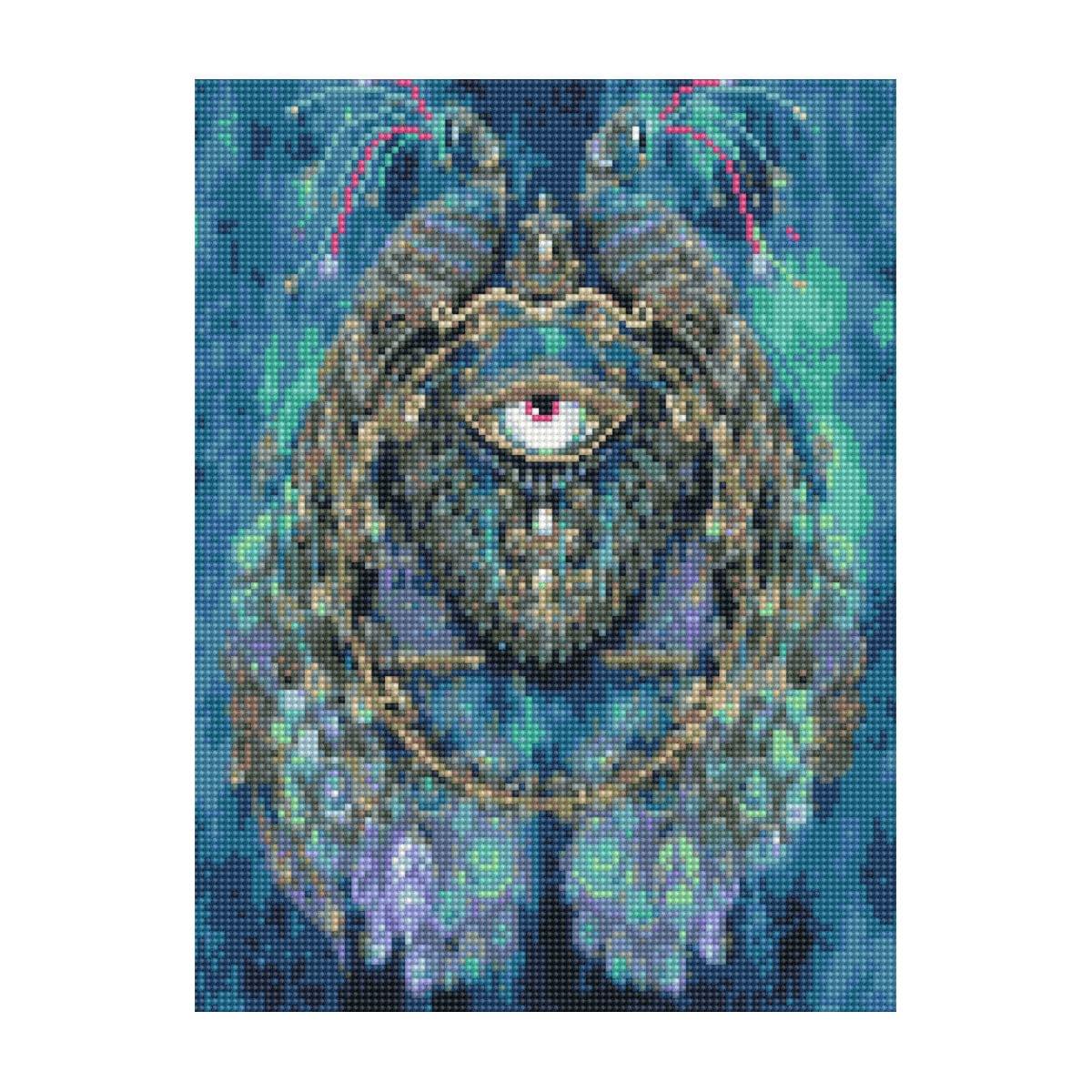 Diamond mosaic Premium "All-seeing eye and peacocks", 30x40 cm