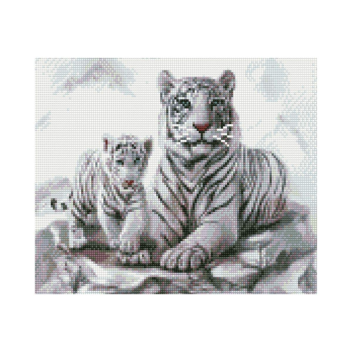 Алмазная мозаика Strateg ПРЕМИУМ Белые тигры 30х40 см HX011