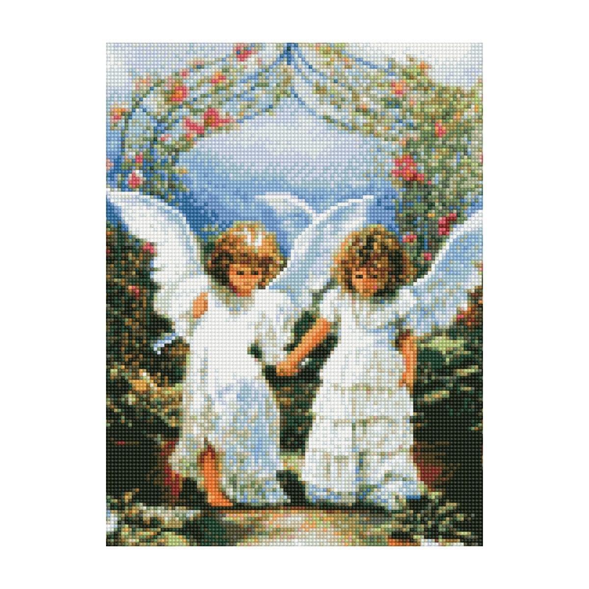 Алмазная мозаика Strateg ПРЕМИУМ Девочки-ангелы 30х40 см HX015