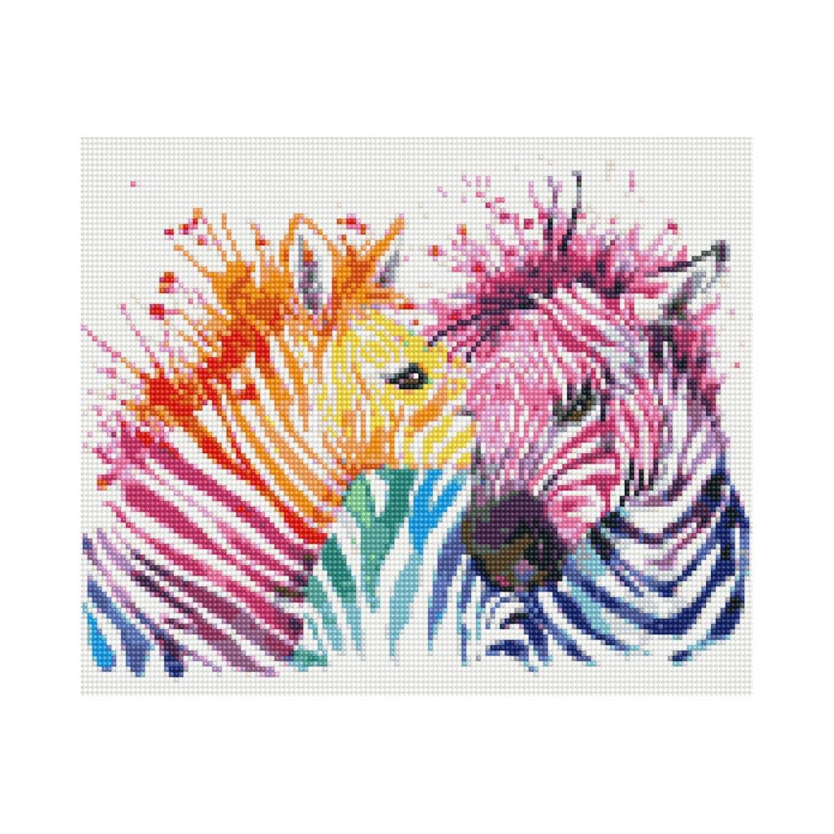 Diamond mosaic Premium "Watercolor zebras", 30x40 cm