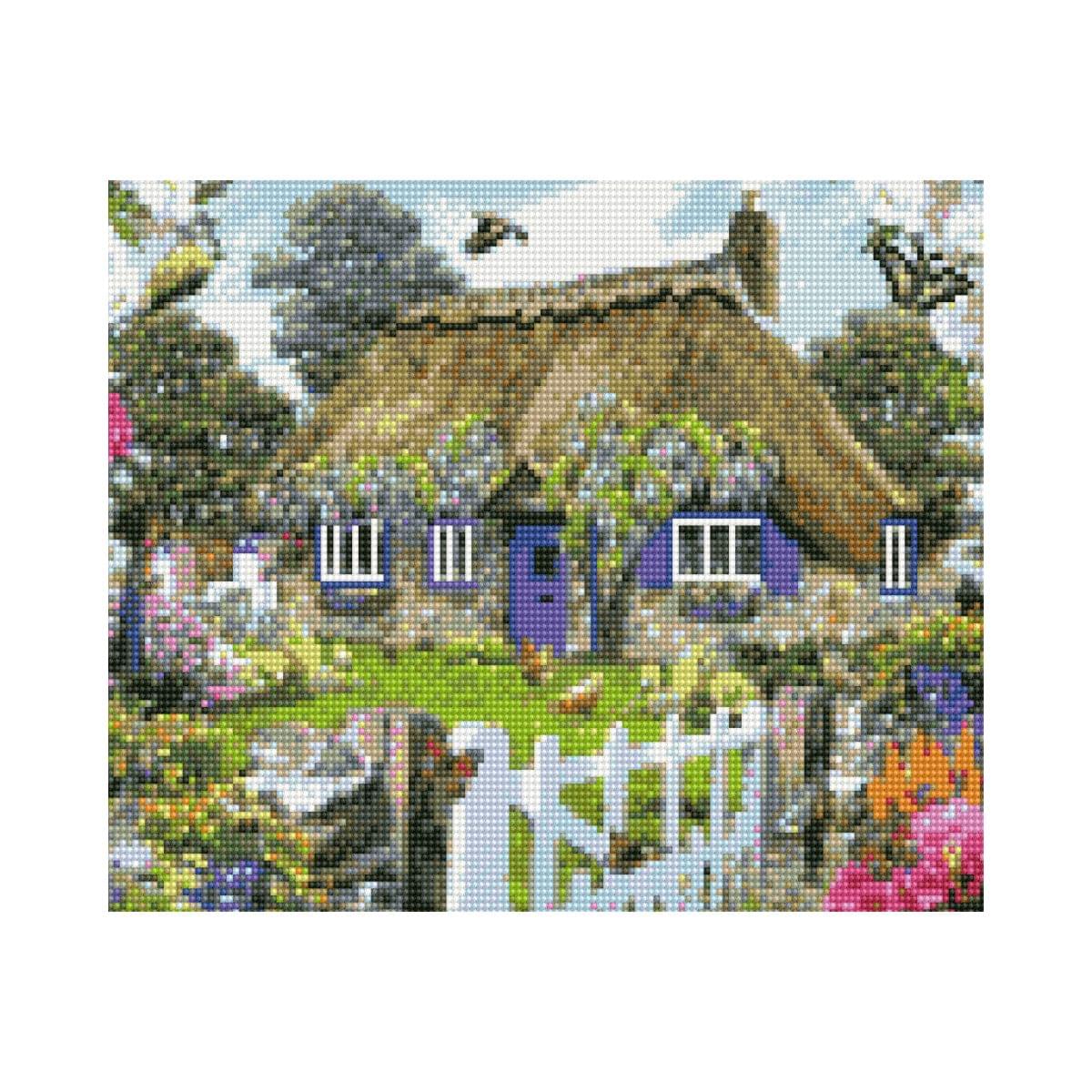 Diamond mosaic Premium "House in flowers", 30x40 cm