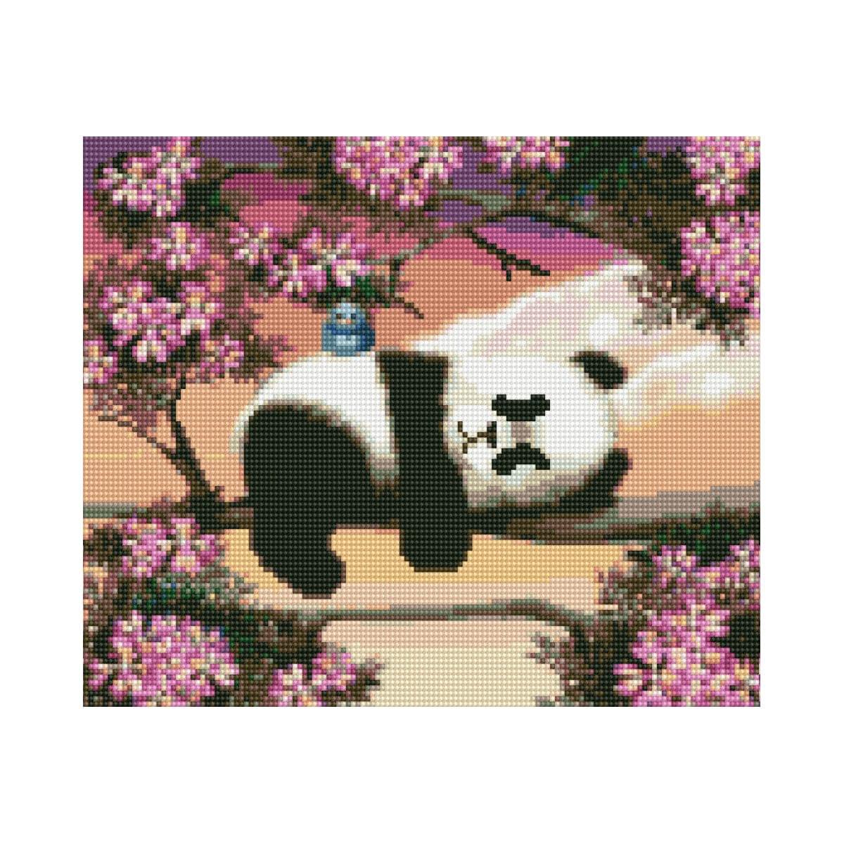 Diamond mosaic Premium "Panda on a branch", 30x40 cm
