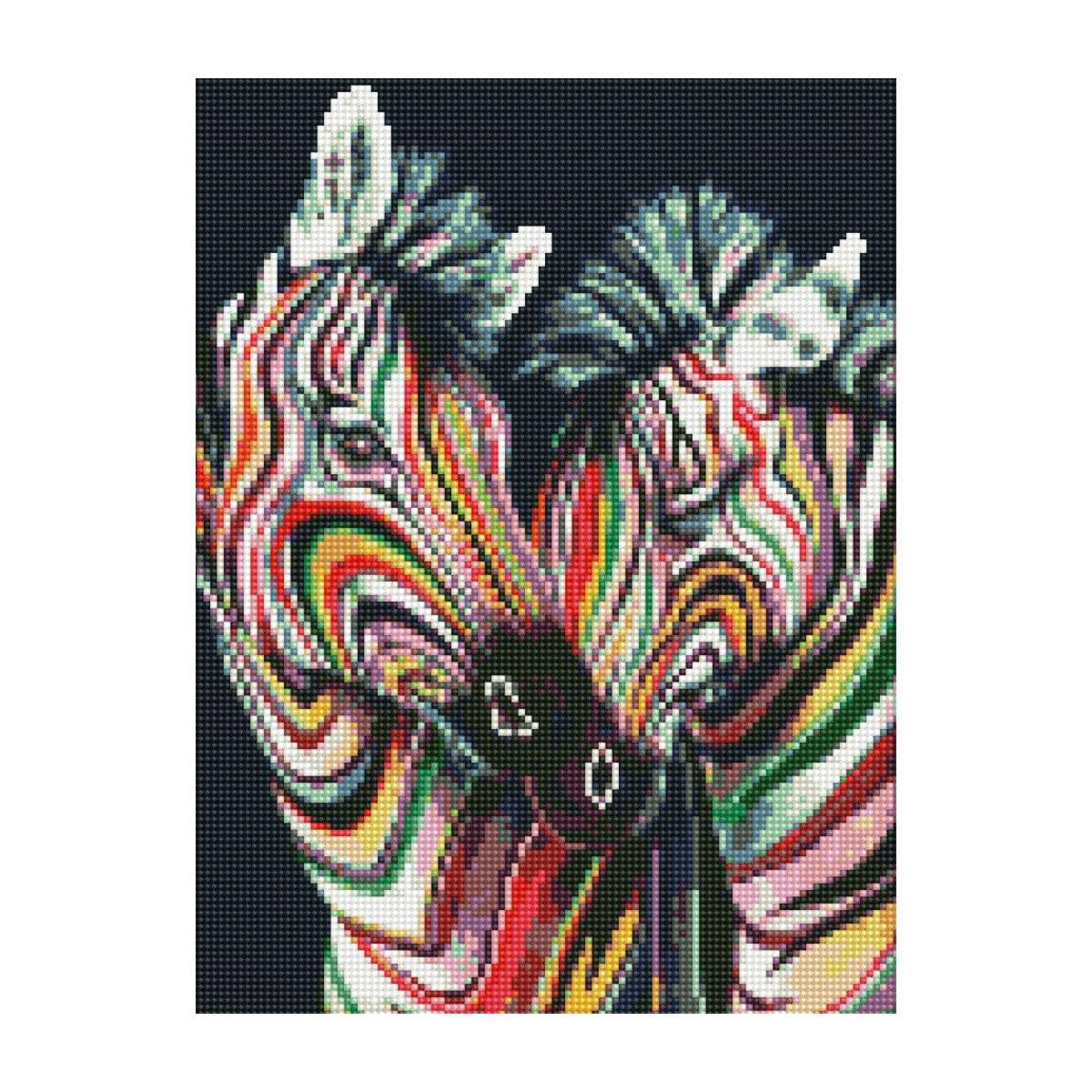 Diamond mosaic Premium "Colored zebras", 30x40 cm