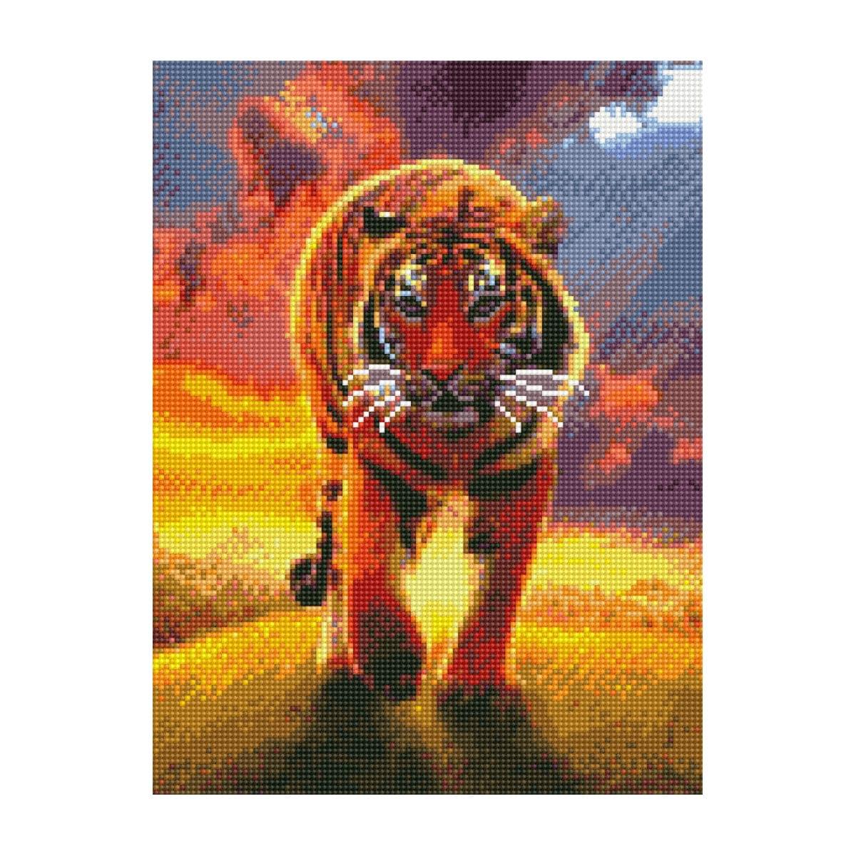 Diamond mosaic "Tiger in the sun", 30x40 cm