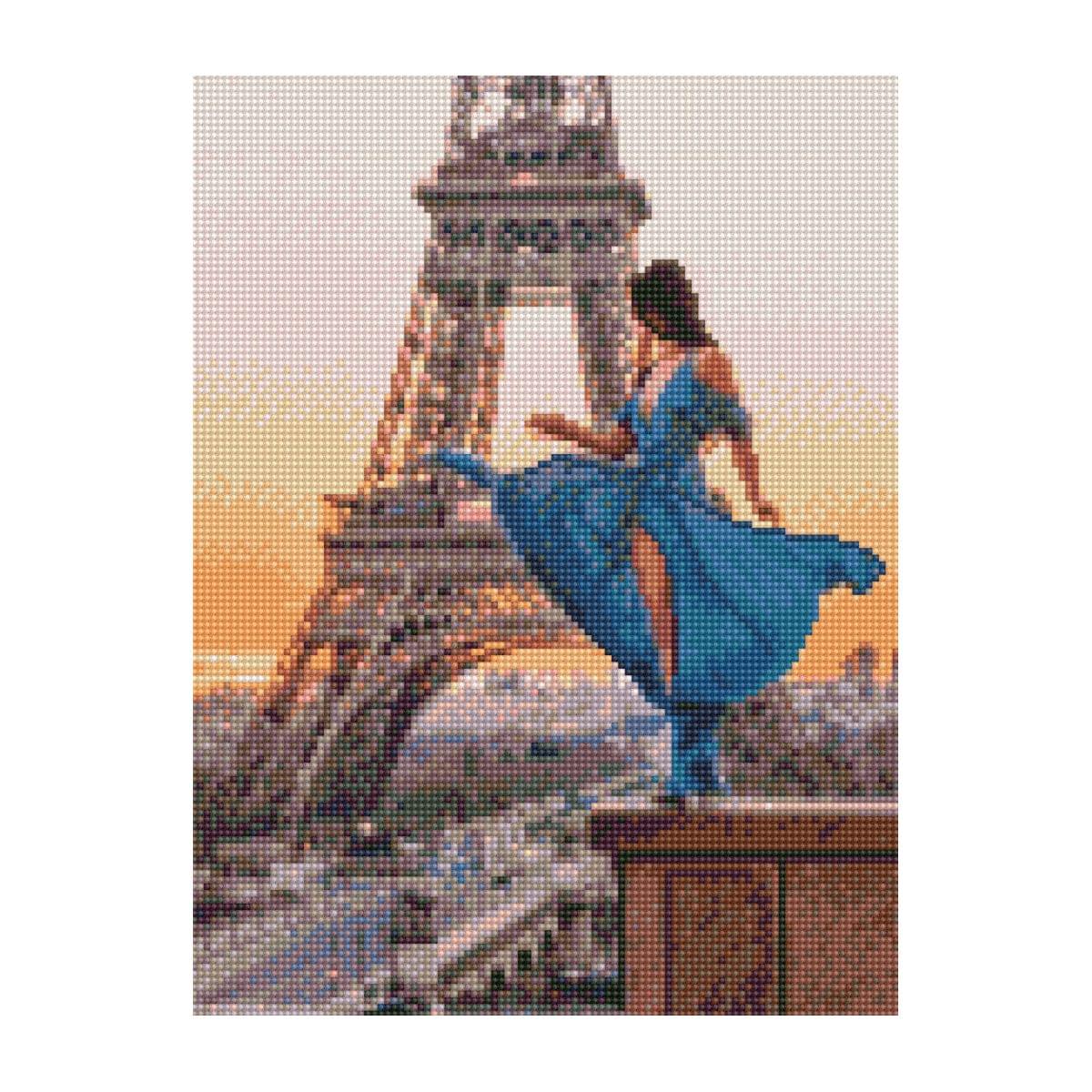 Diamond mosaic Premium "Girl in Paris", 30x40 cm
