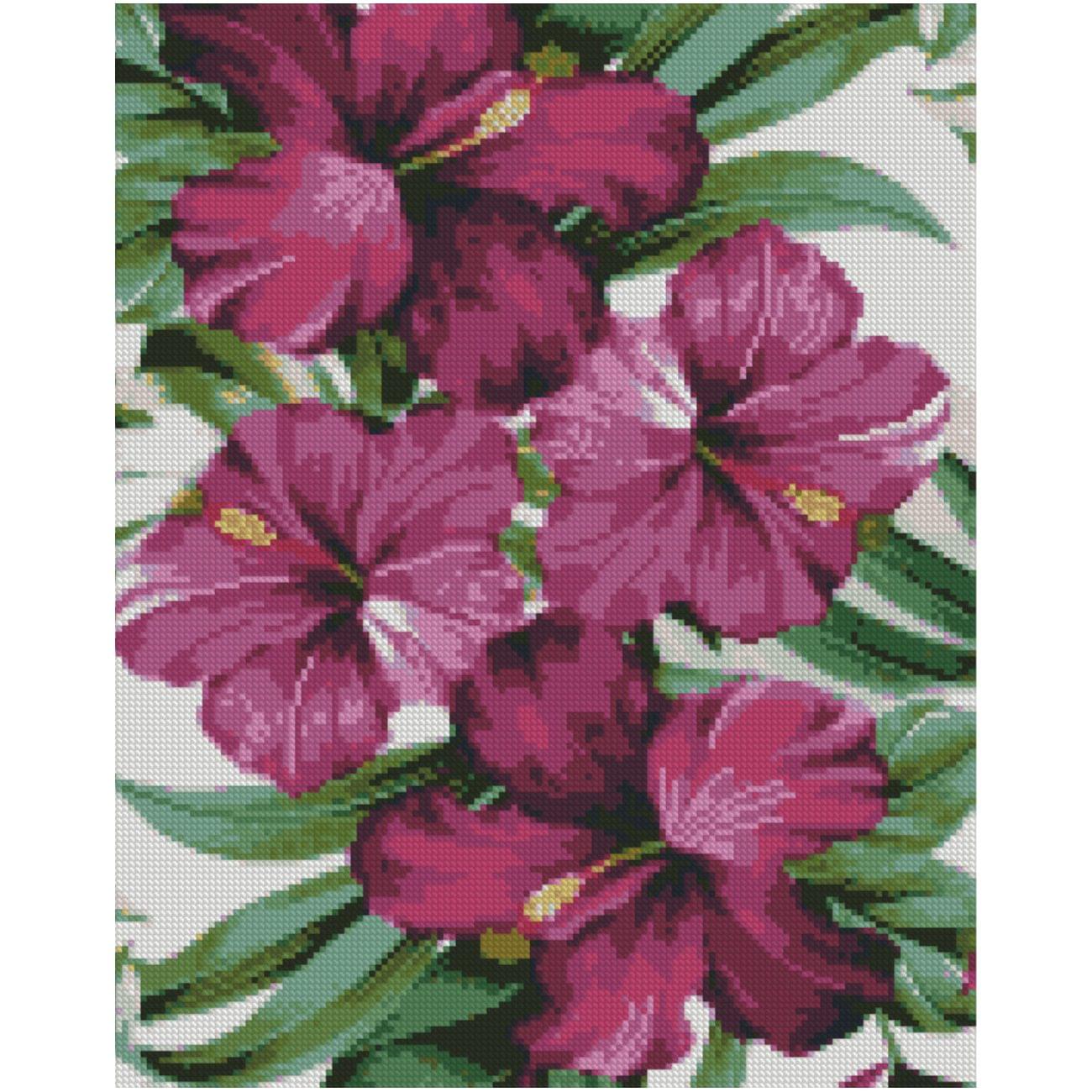 Diamond mosaic "Purple hibiscus", 40x50 cm