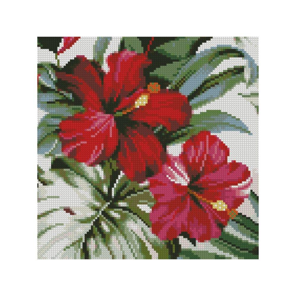 Diamond mosaic "Red hibiscus"