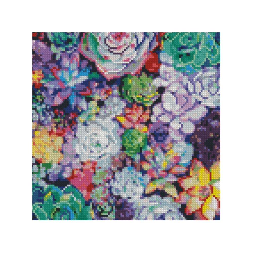 Diamond mosaic "Colorful echeveria"