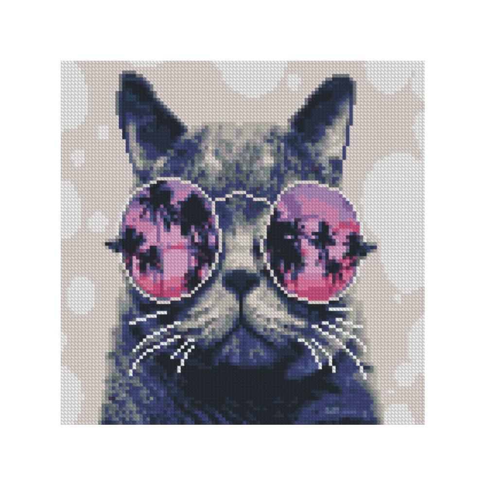 Diamond mosaic Premium "Cat with glasses"