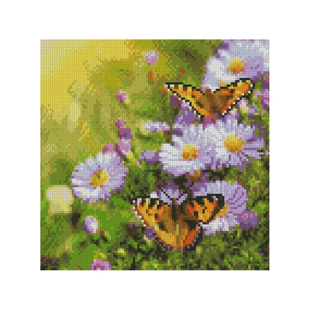 Diamond mosaic Premium "Butterflies on flowers"