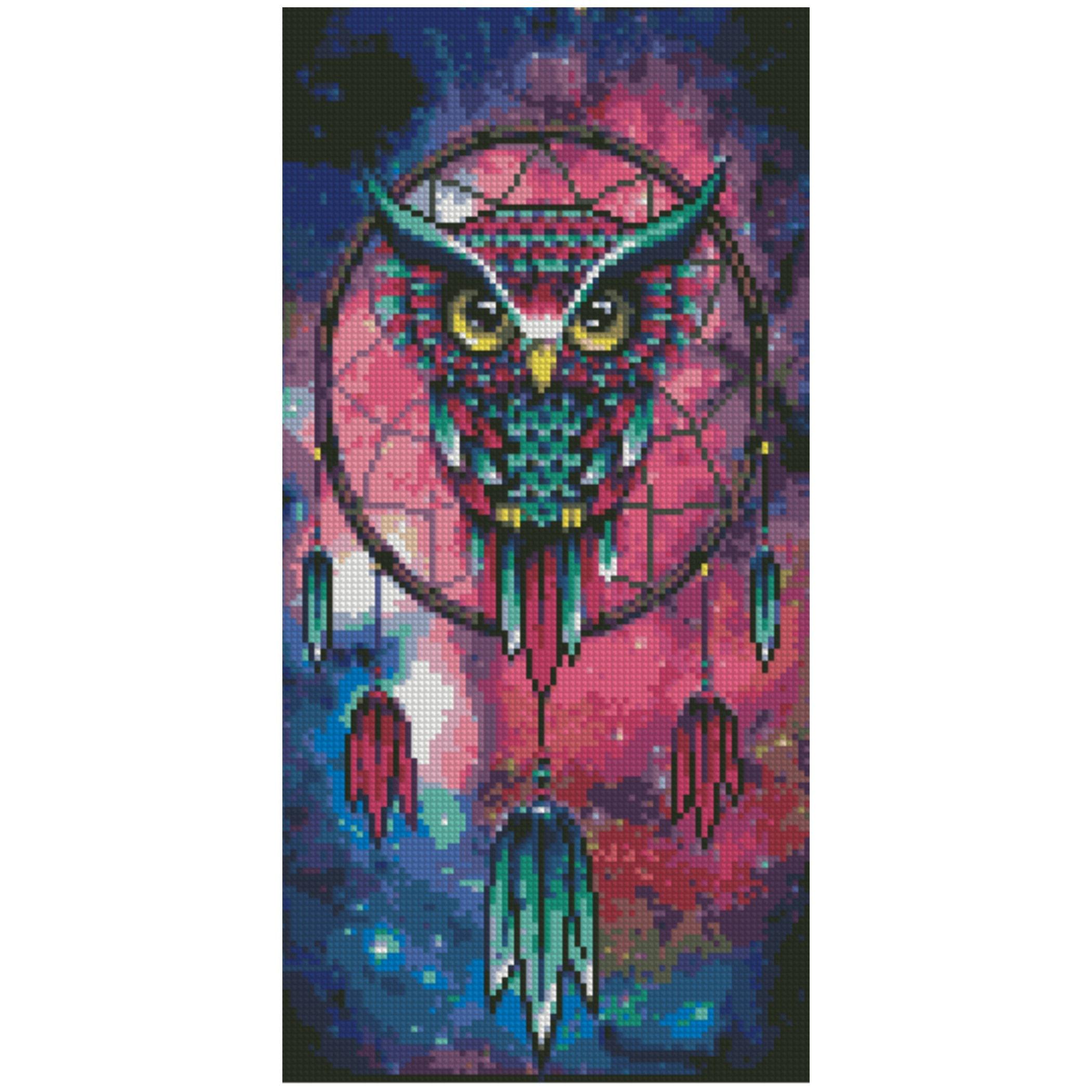 Diamond mosaic Premium "Owl and dreamcatcher", 50x25 cm