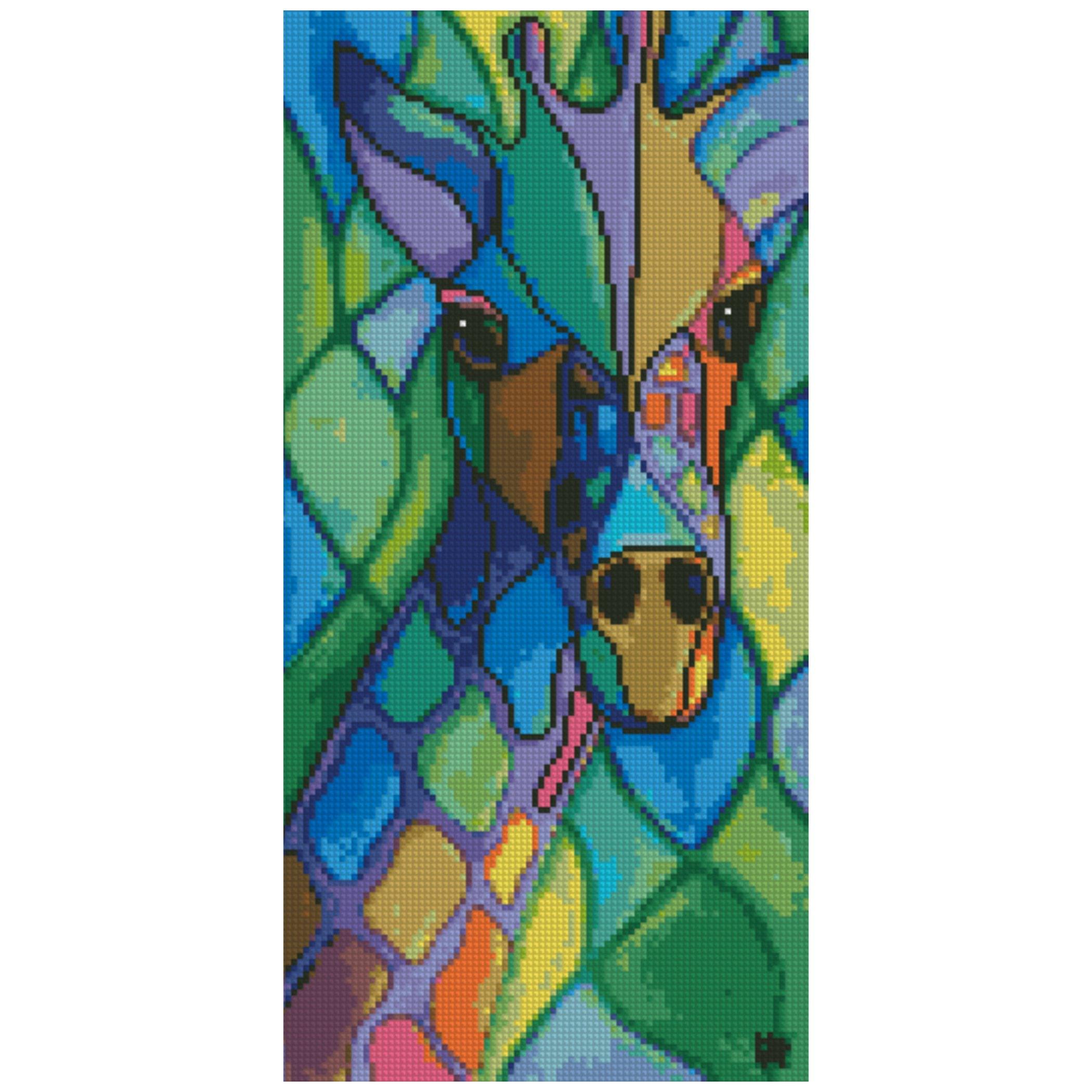 Diamond mosaic Premium "Colorful giraffe", 50x25 cm