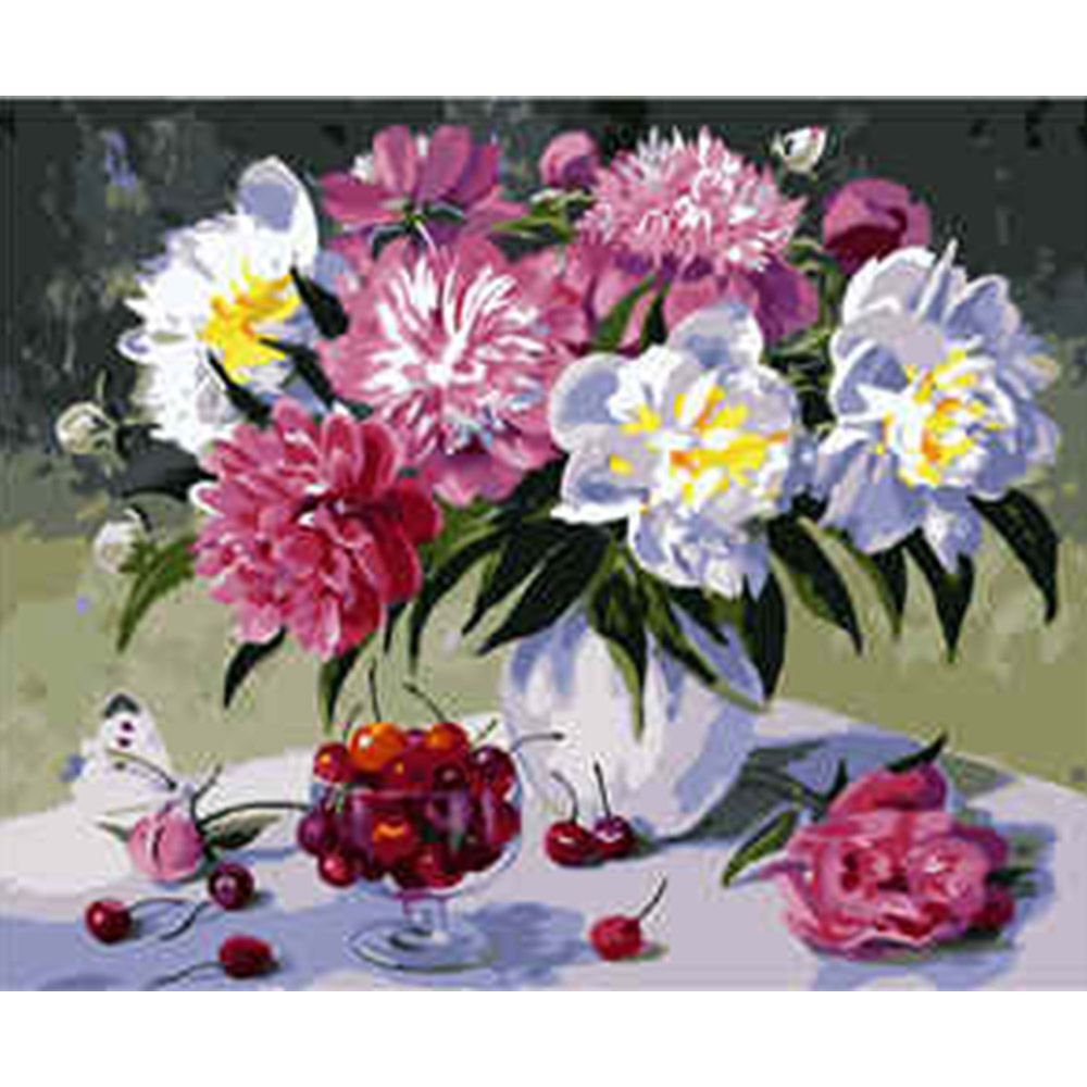 Paint by number Bouquet and cherries, 40x50 cm